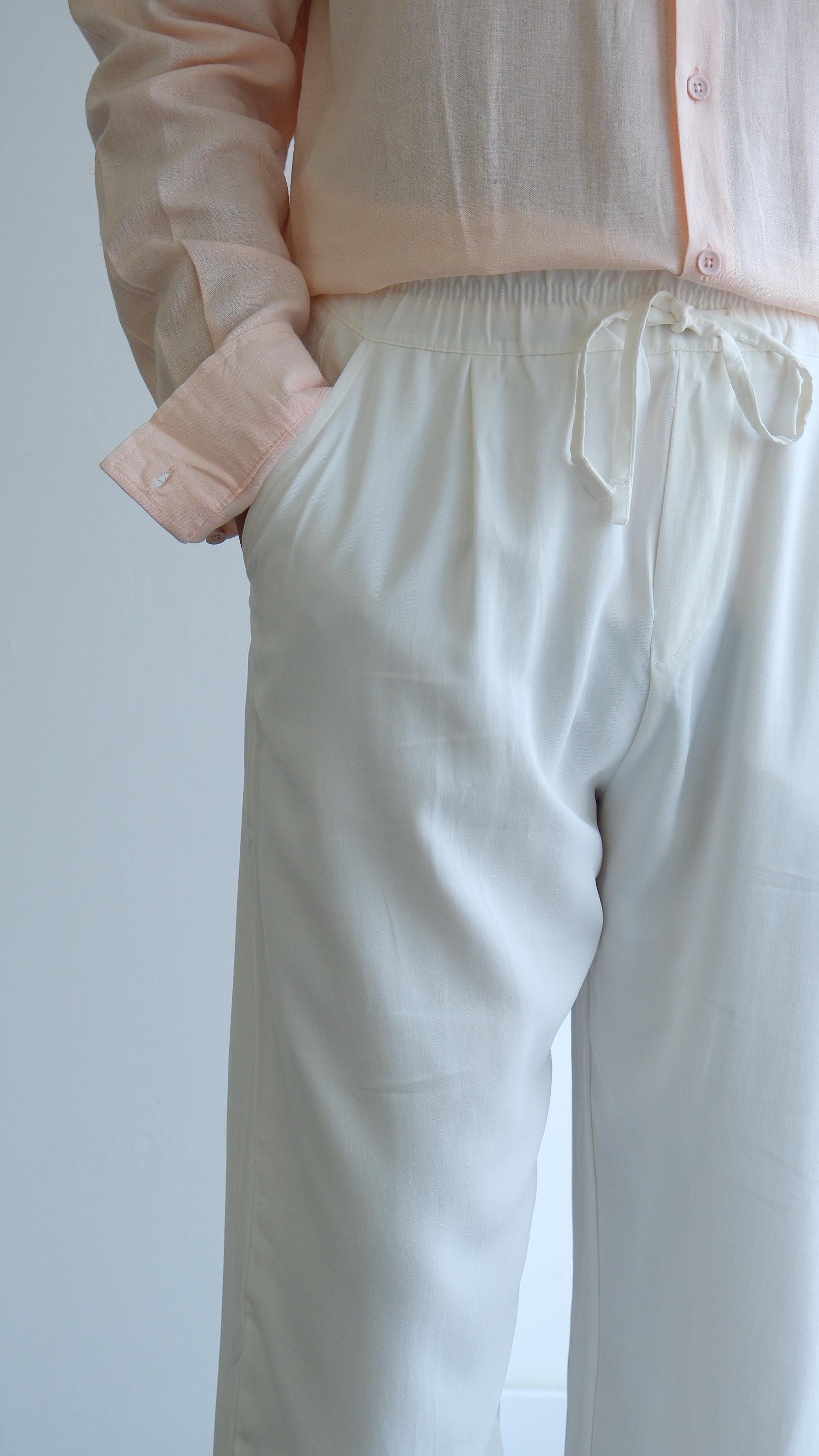 Beyaz Baggy Modal Pantolon