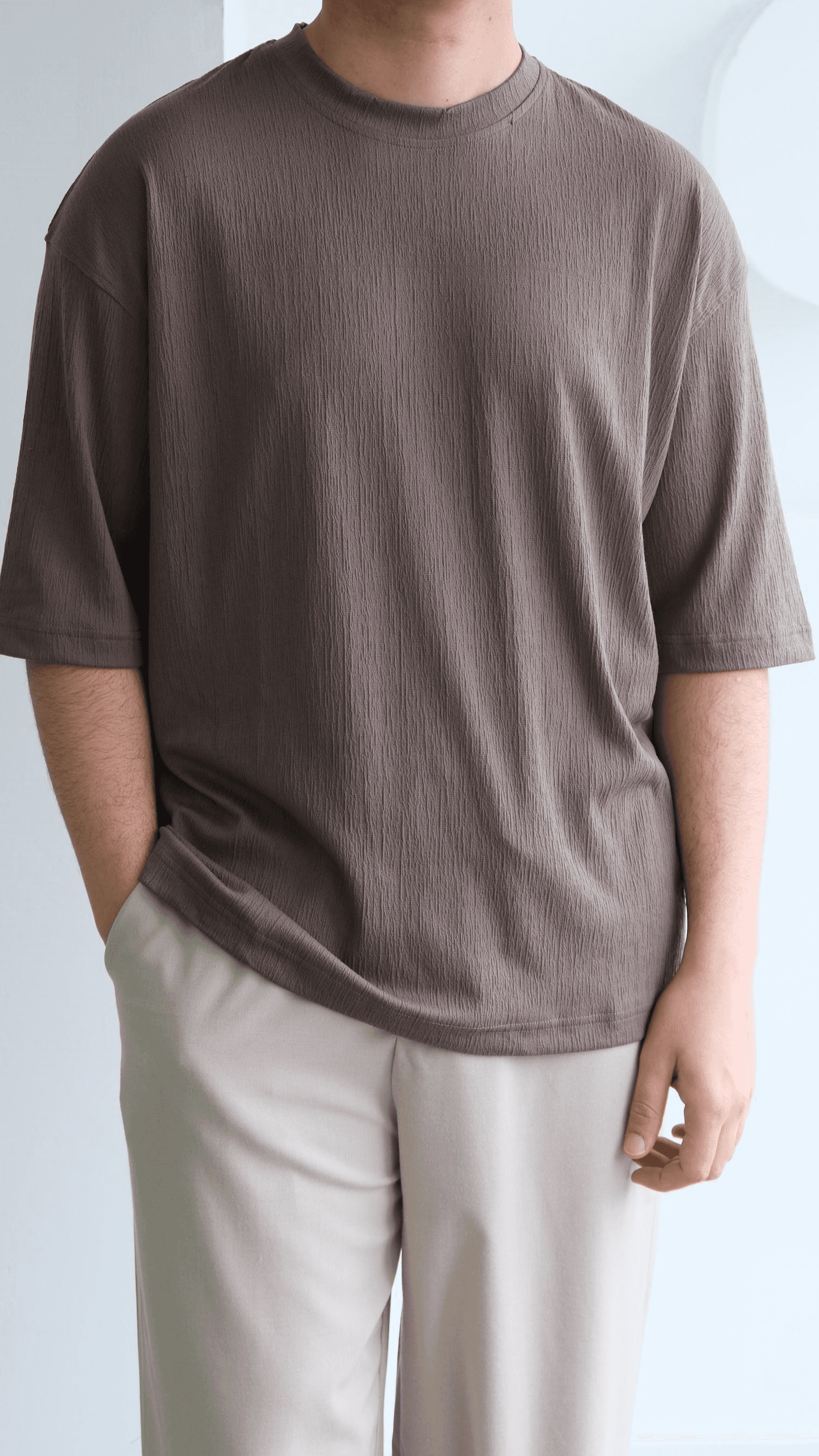 Kahve Dokulu Oversize Tshirt
