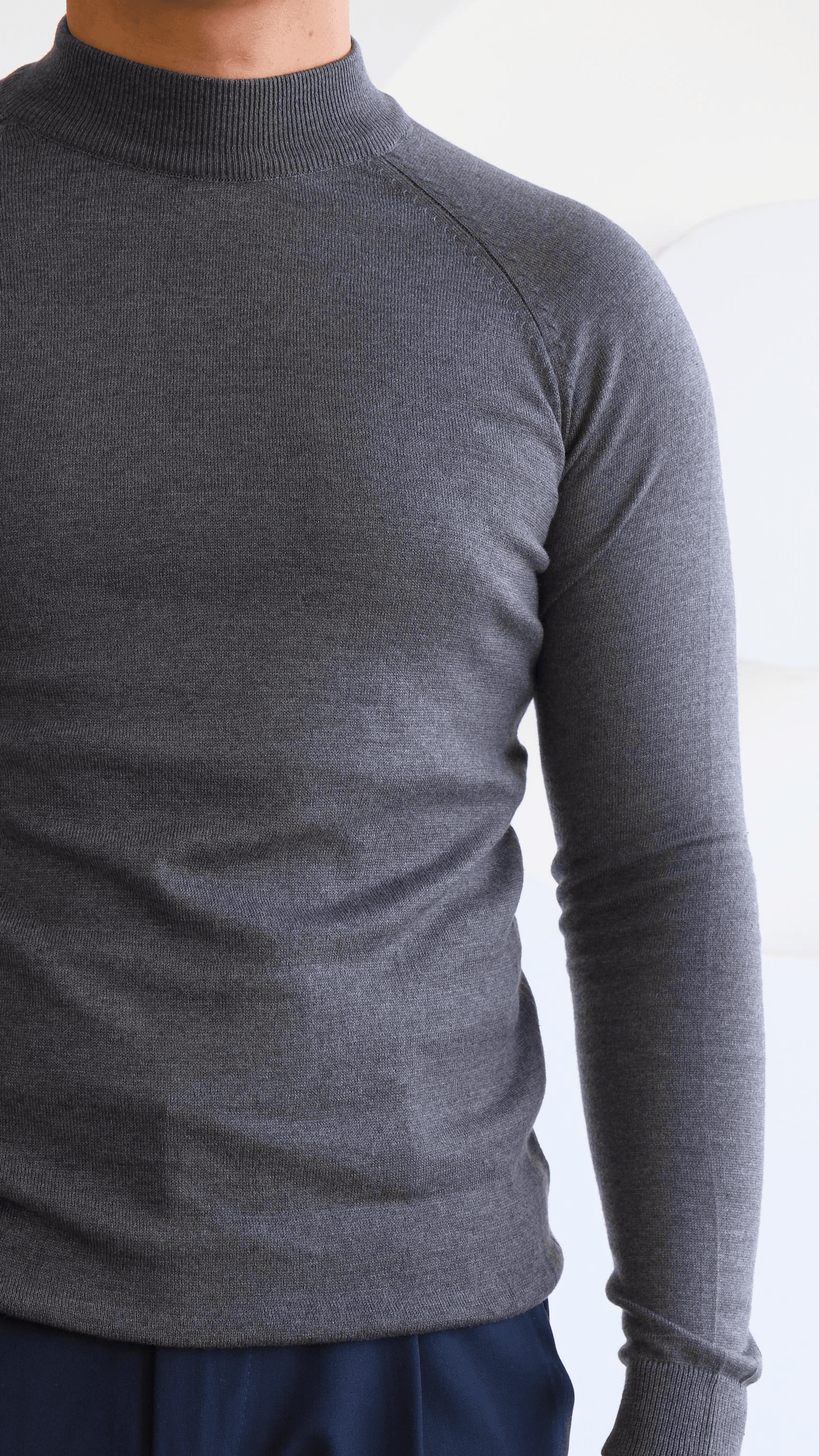  Gri Premium Yarım Boğazlı Triko