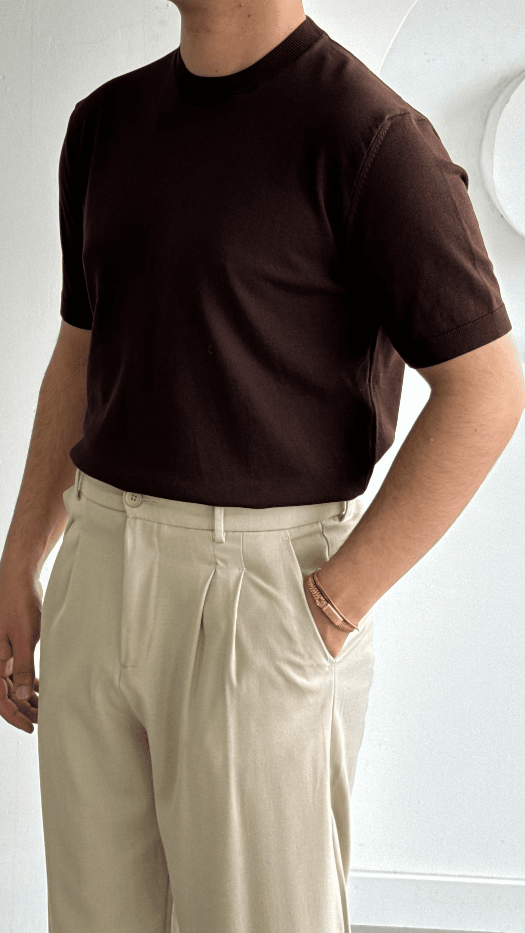 Kahve Basic Triko Tshirt