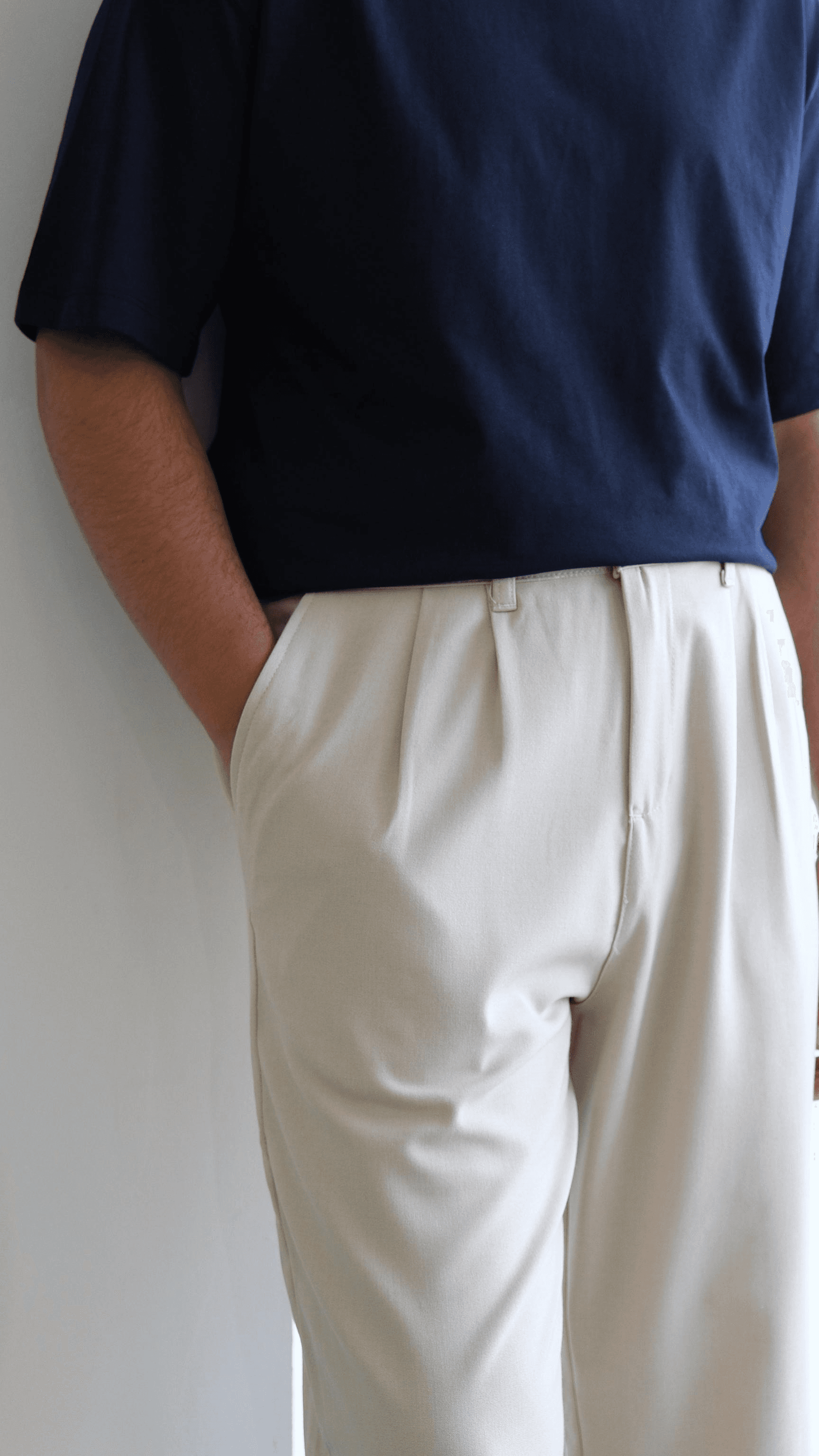 Açık Bej Baggy Kumaş Pantolon