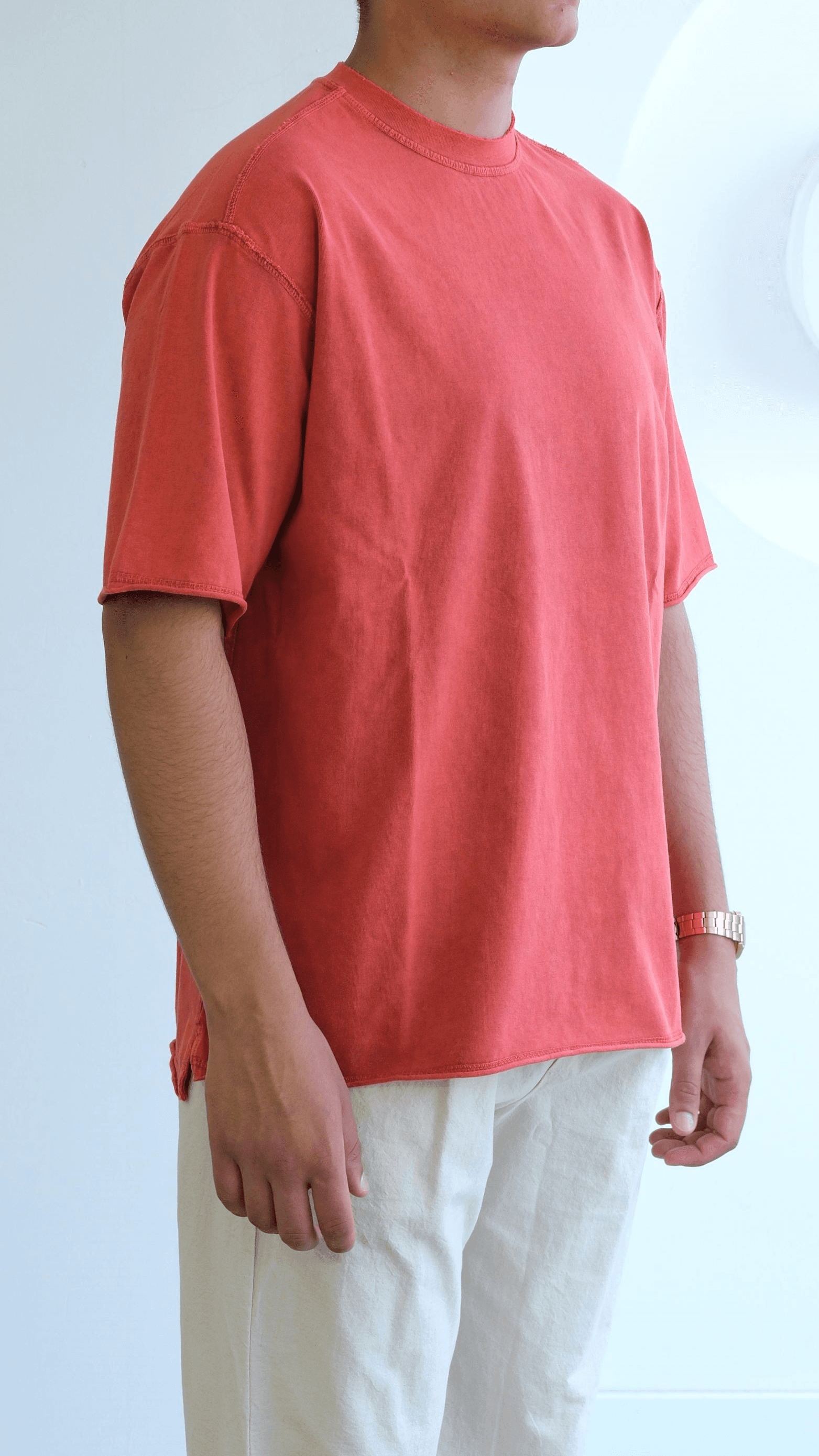 Yıkamalı Mercan Renk Oversize Tshirt