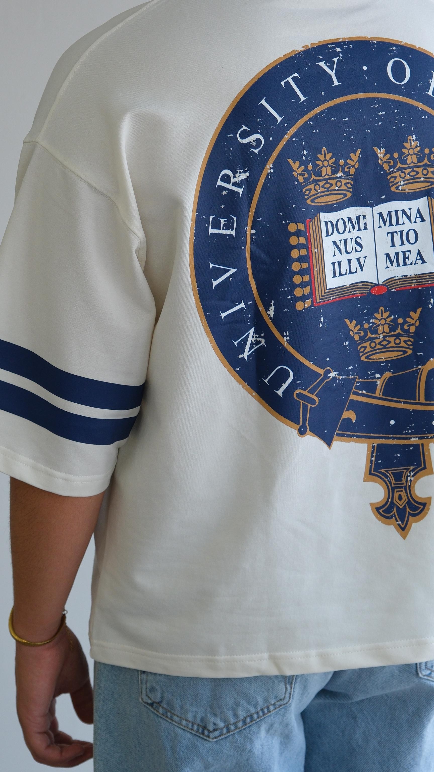 Baskılı Crop Fıt Beyaz Tshirt