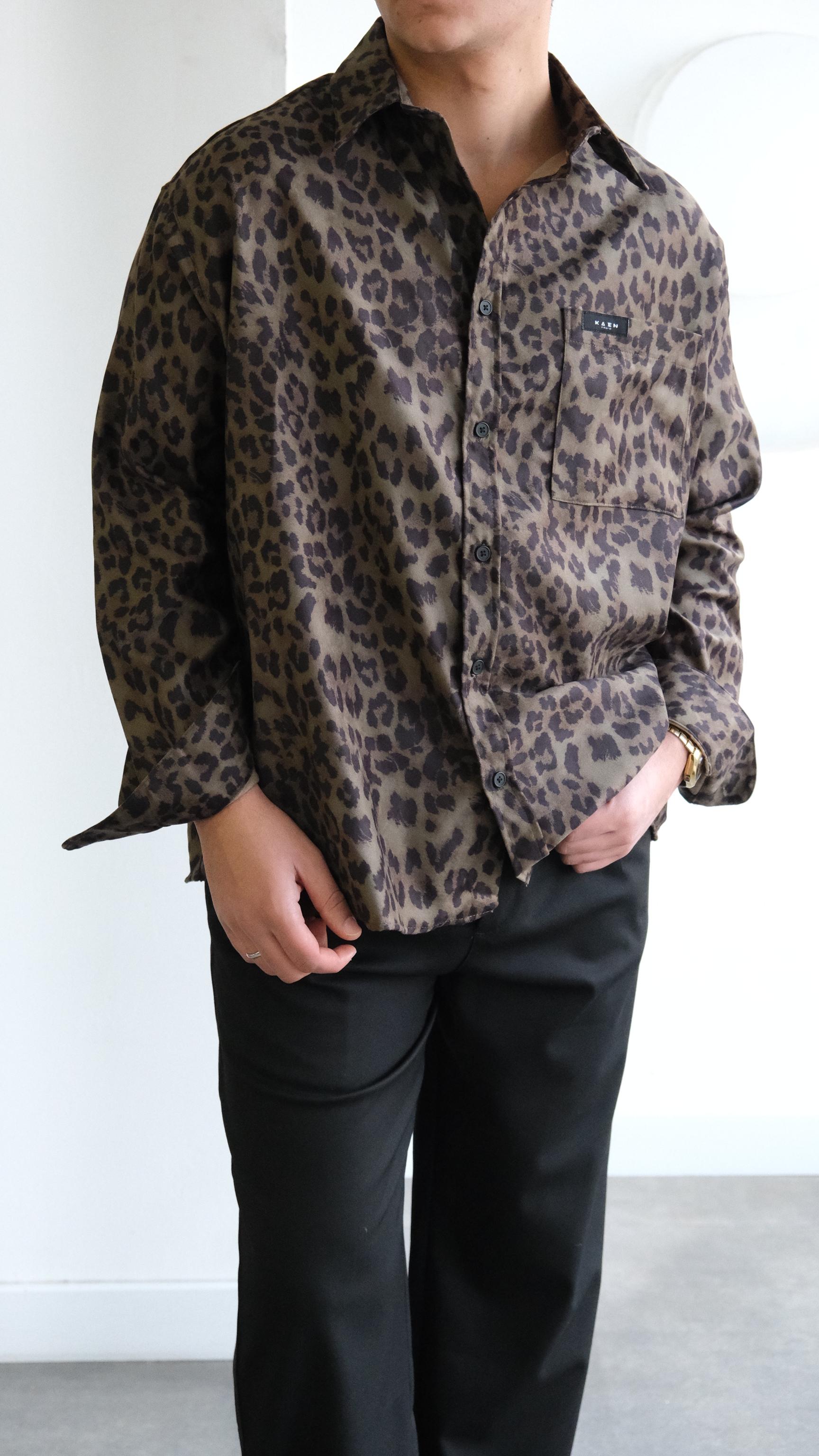 Haki Nubuk Desenli Gömlek