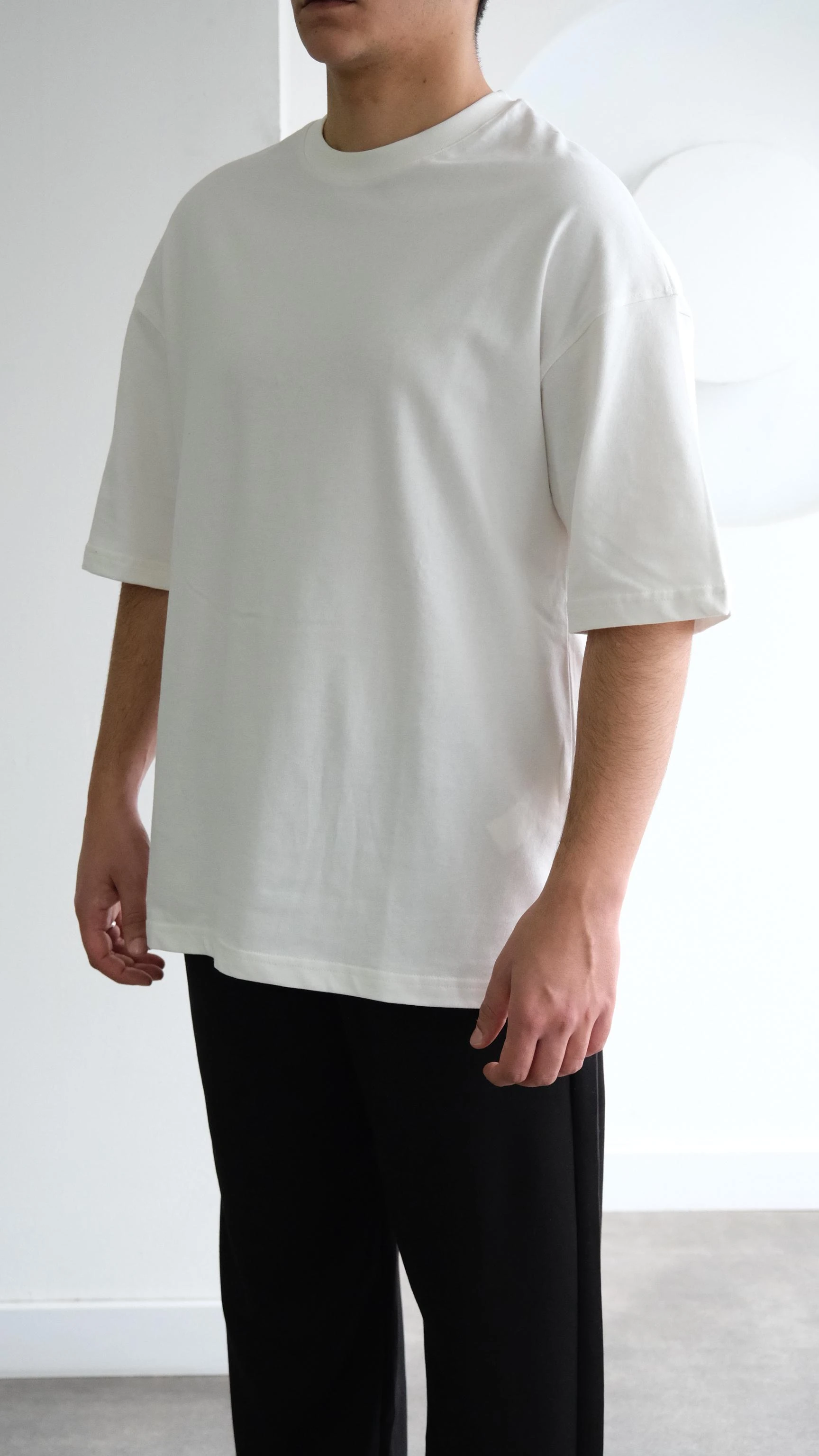 Beyaz Oversize Basıc Tshirt