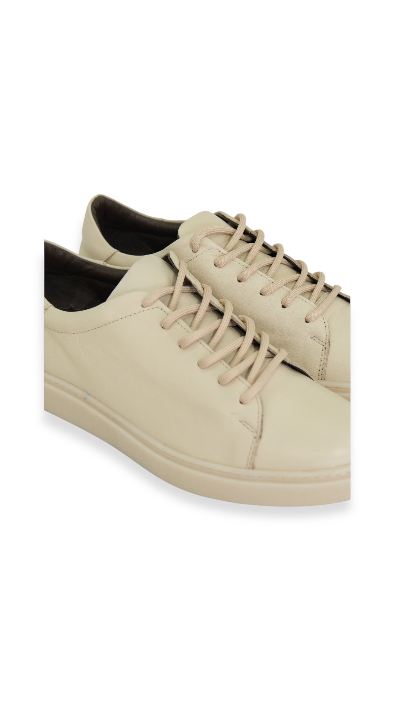 Hakiki Deri Bej Sneaker Ayakkabı
