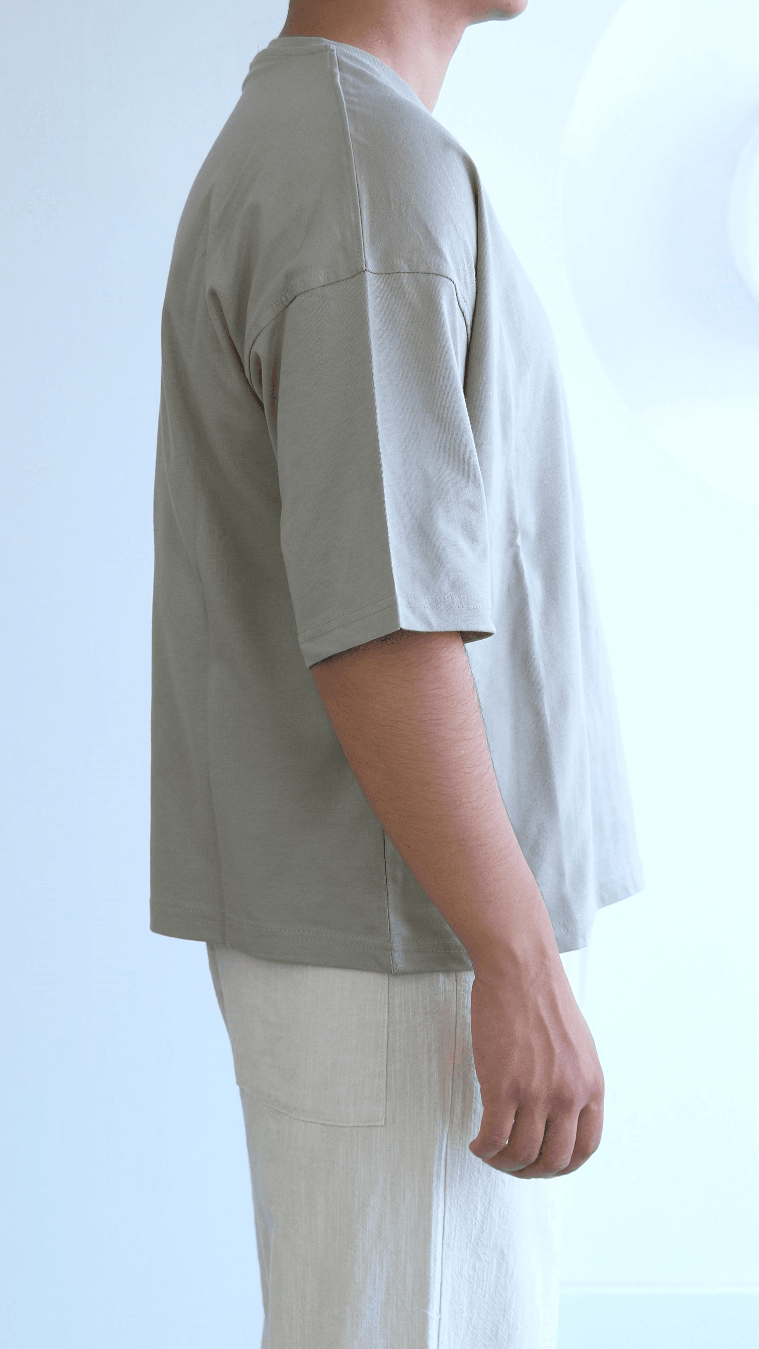 Bej Crop Fıt Basıc Tshirt