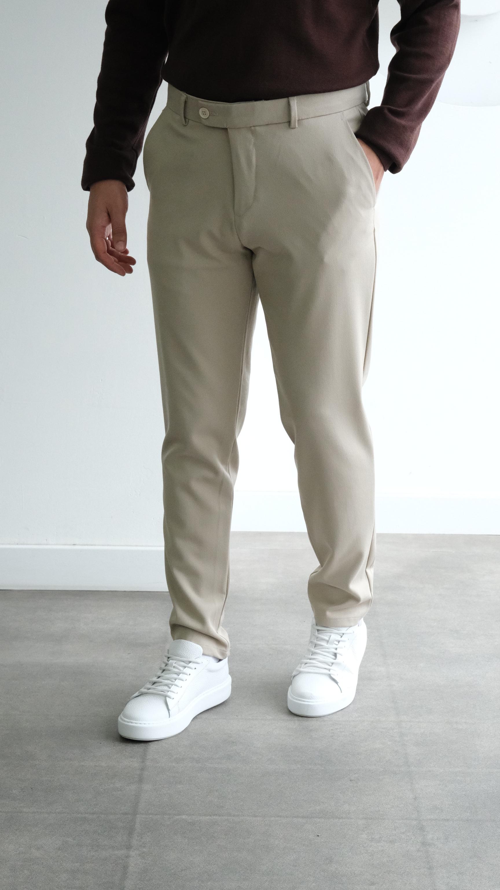 Bej Klasik Kesim Kumaş Pantolon