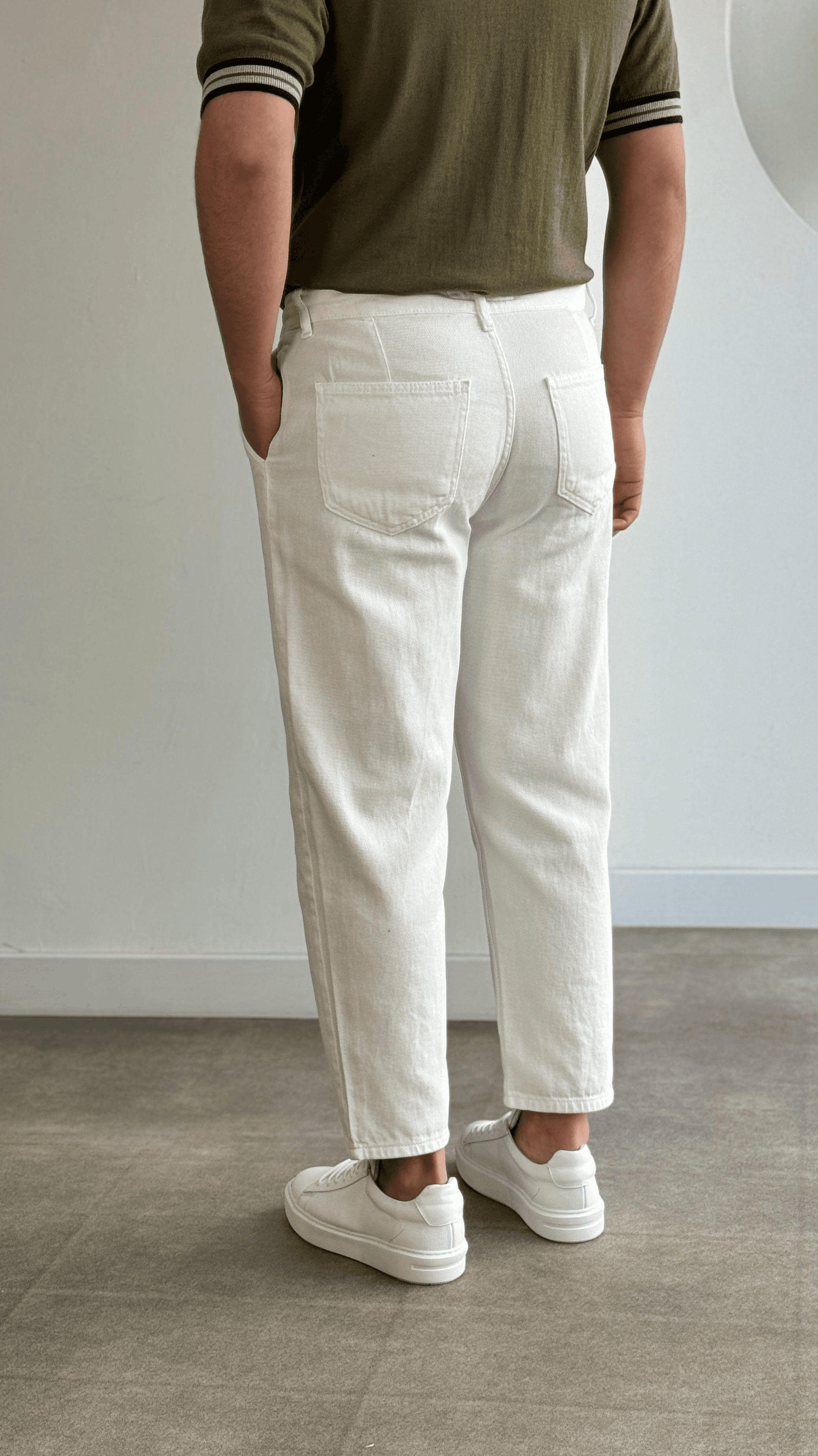 Ekru Gabardin Boyfriend Jean Pantolon