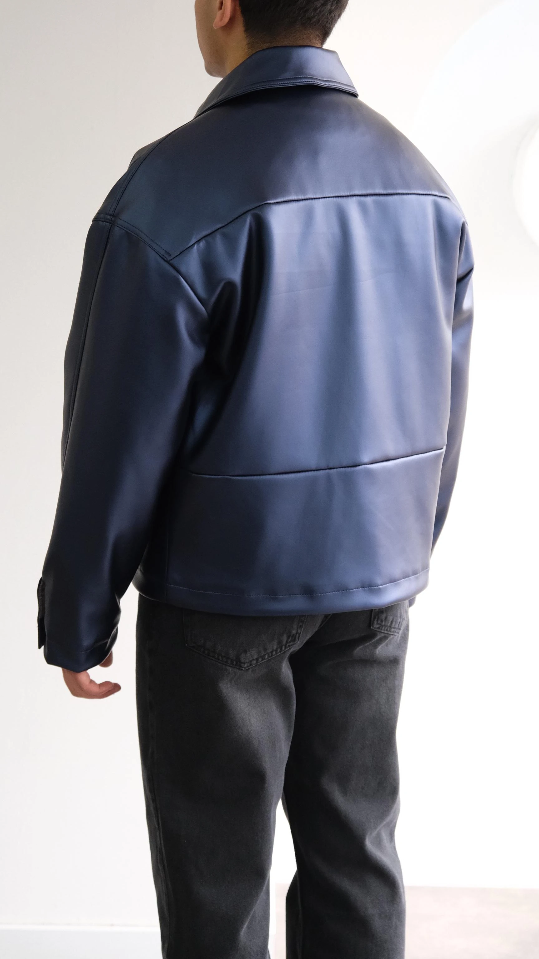 Metalik Mavi Dolgulu Ceket