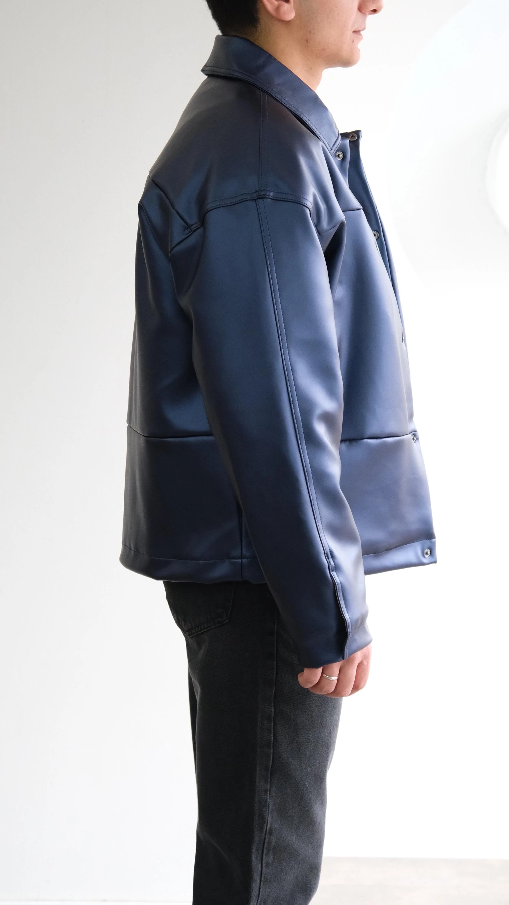 Metalik Mavi Dolgulu Ceket