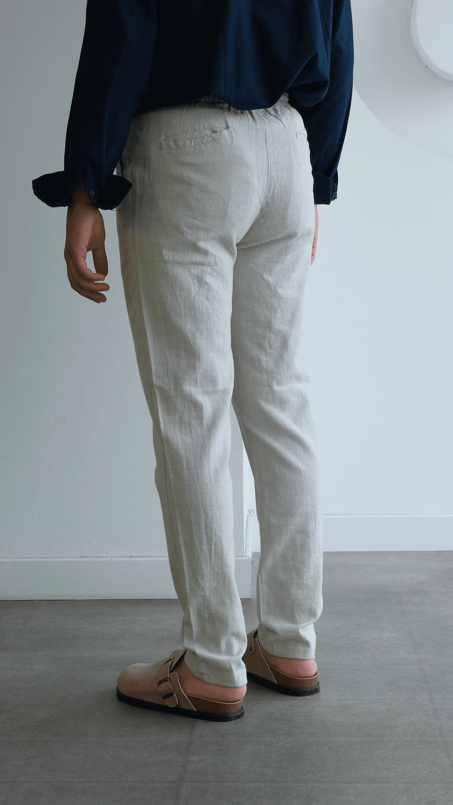 Regular Taş Rengi Keten Pantolon