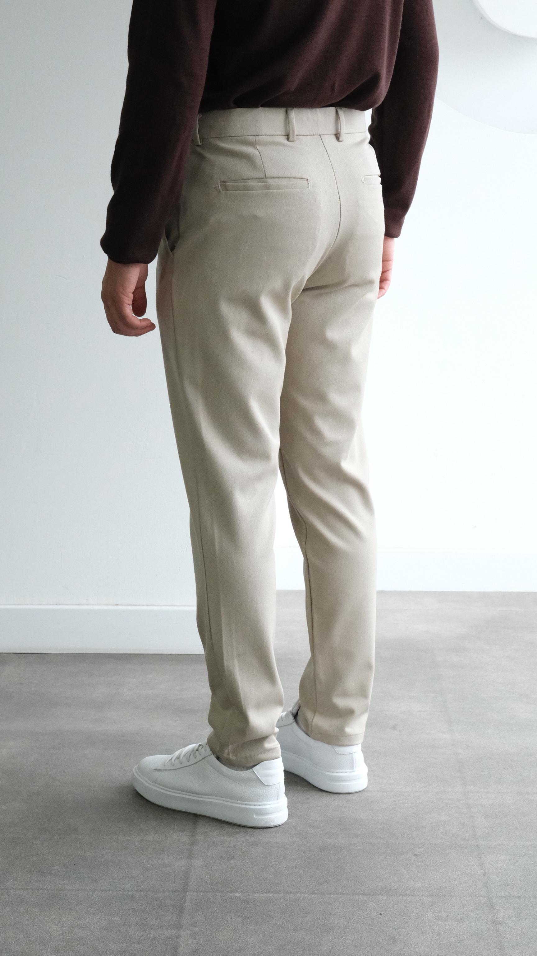 Bej Klasik Kesim Kumaş Pantolon