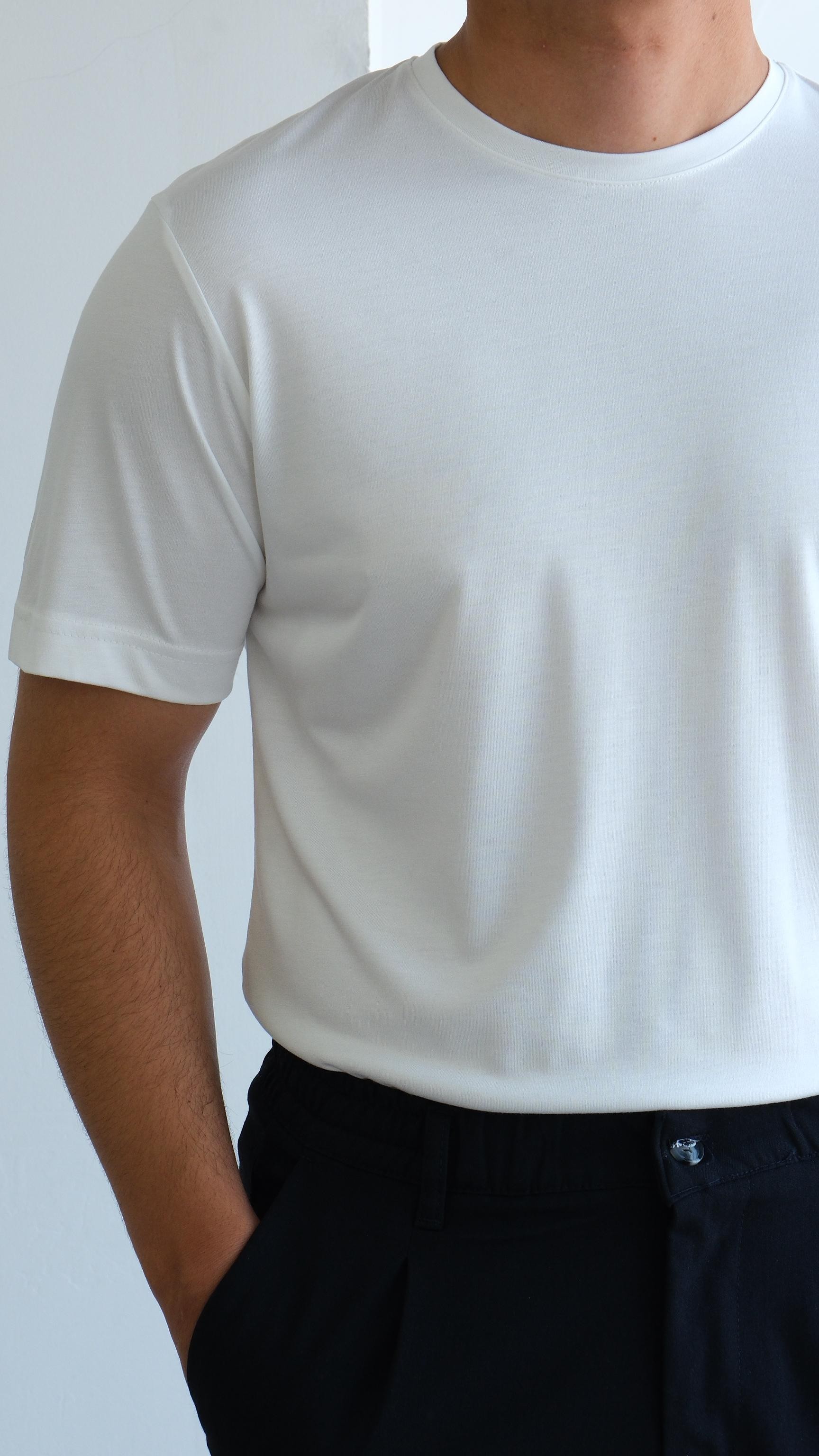 Beyaz Basıc Regular Tshirt
