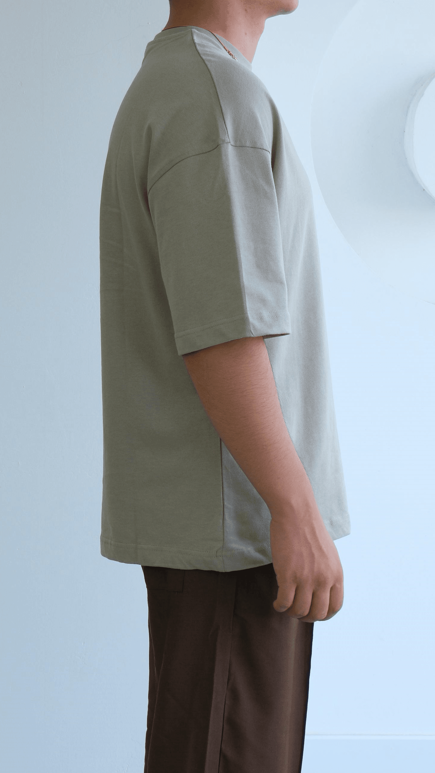 Bej Oversize Basıc Tshirt