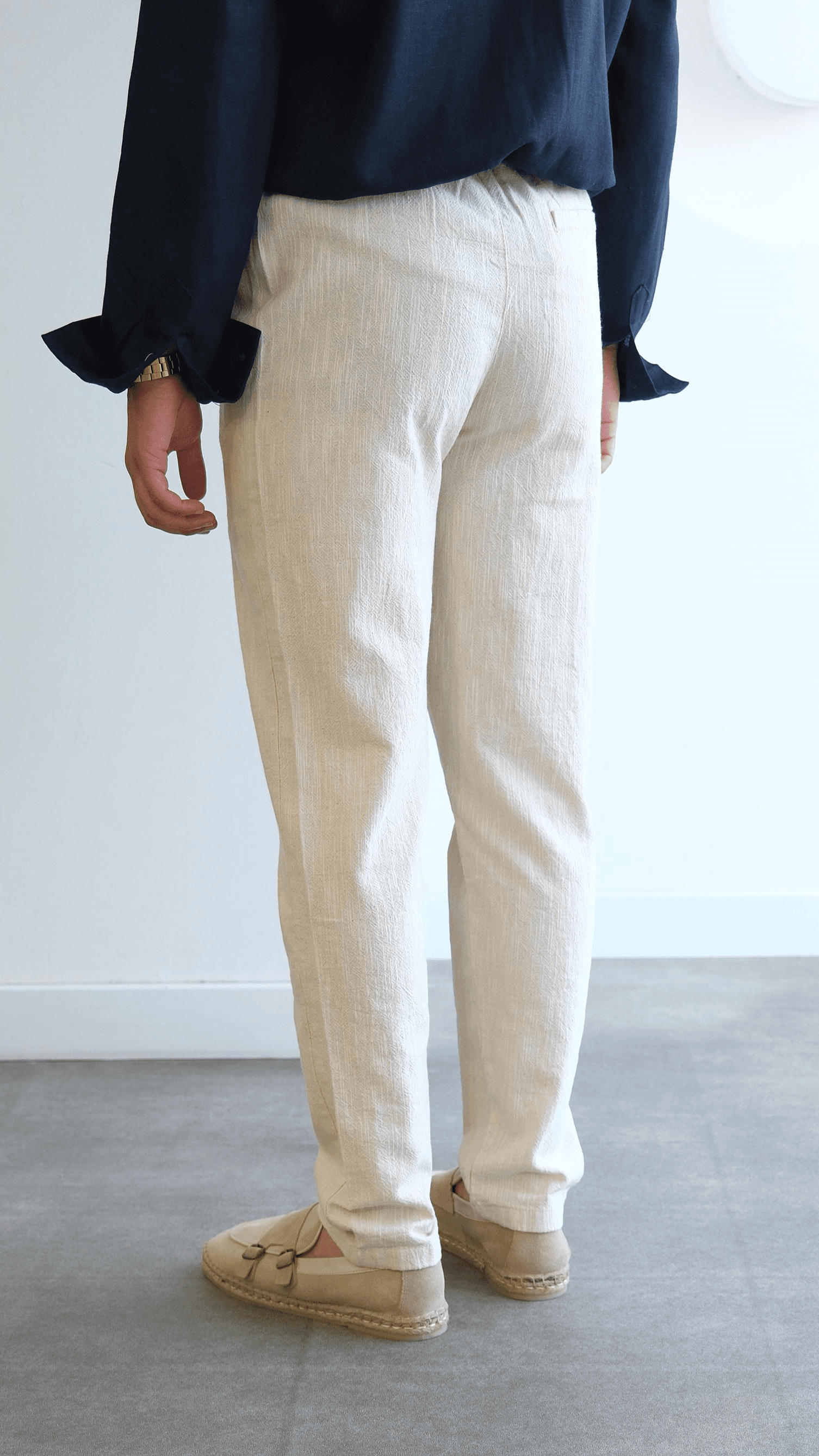 Bej Regular Keten Pantolon