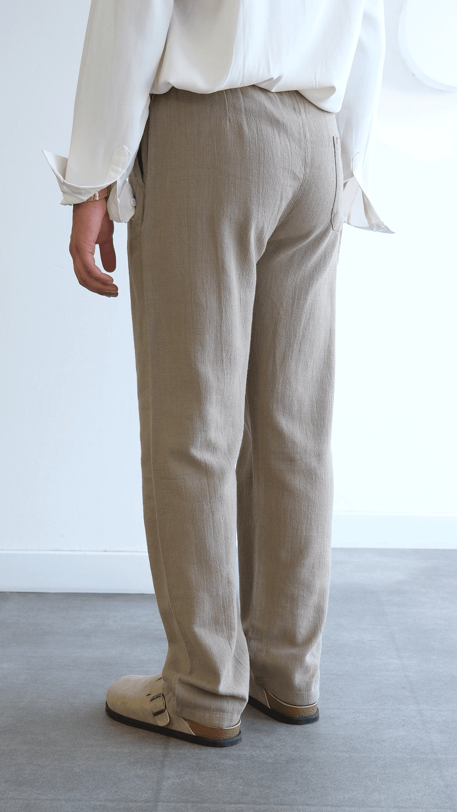 Kahve Örme Baggy Keten Pantolon