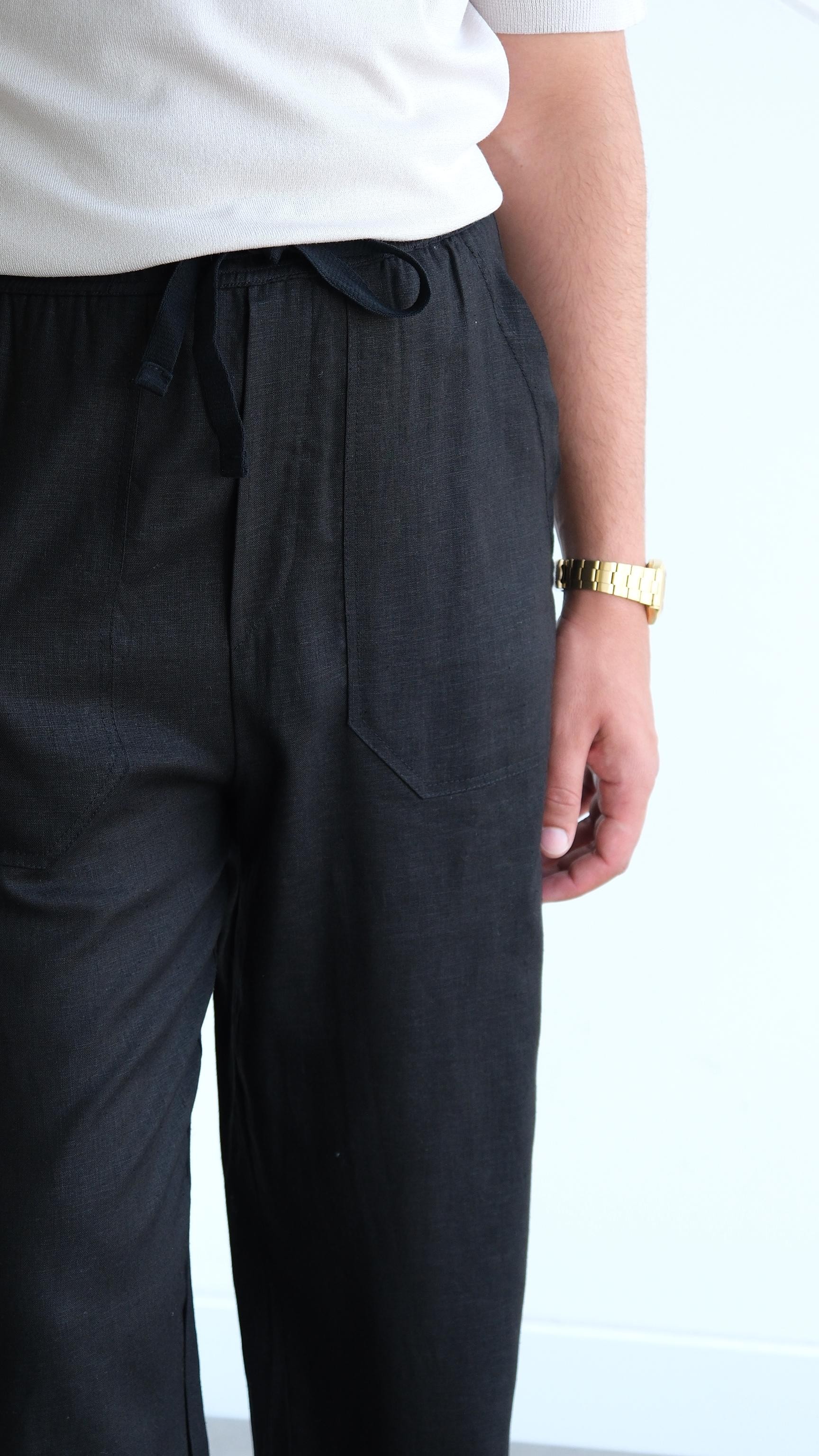 Siyah Baggy Keten Pantolon