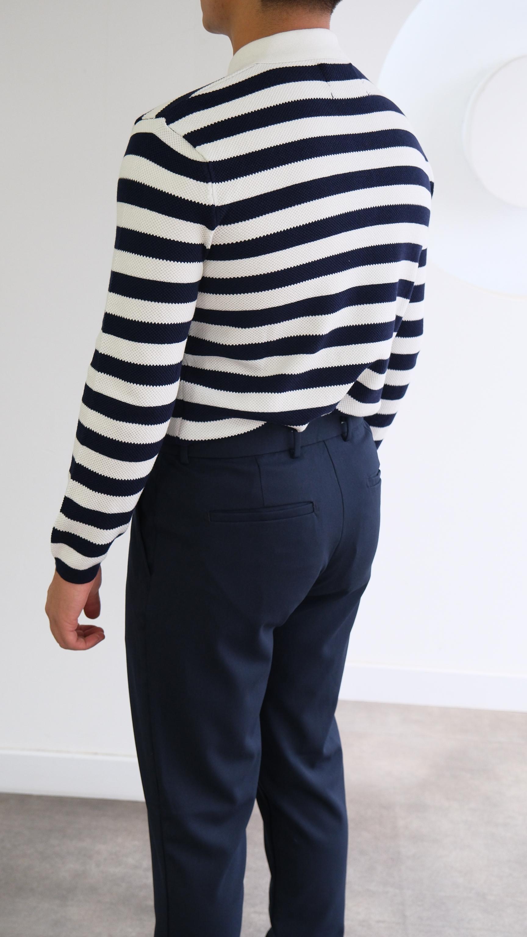 Polo Yaka Lacivert/ Beyaz Premium Kazak
