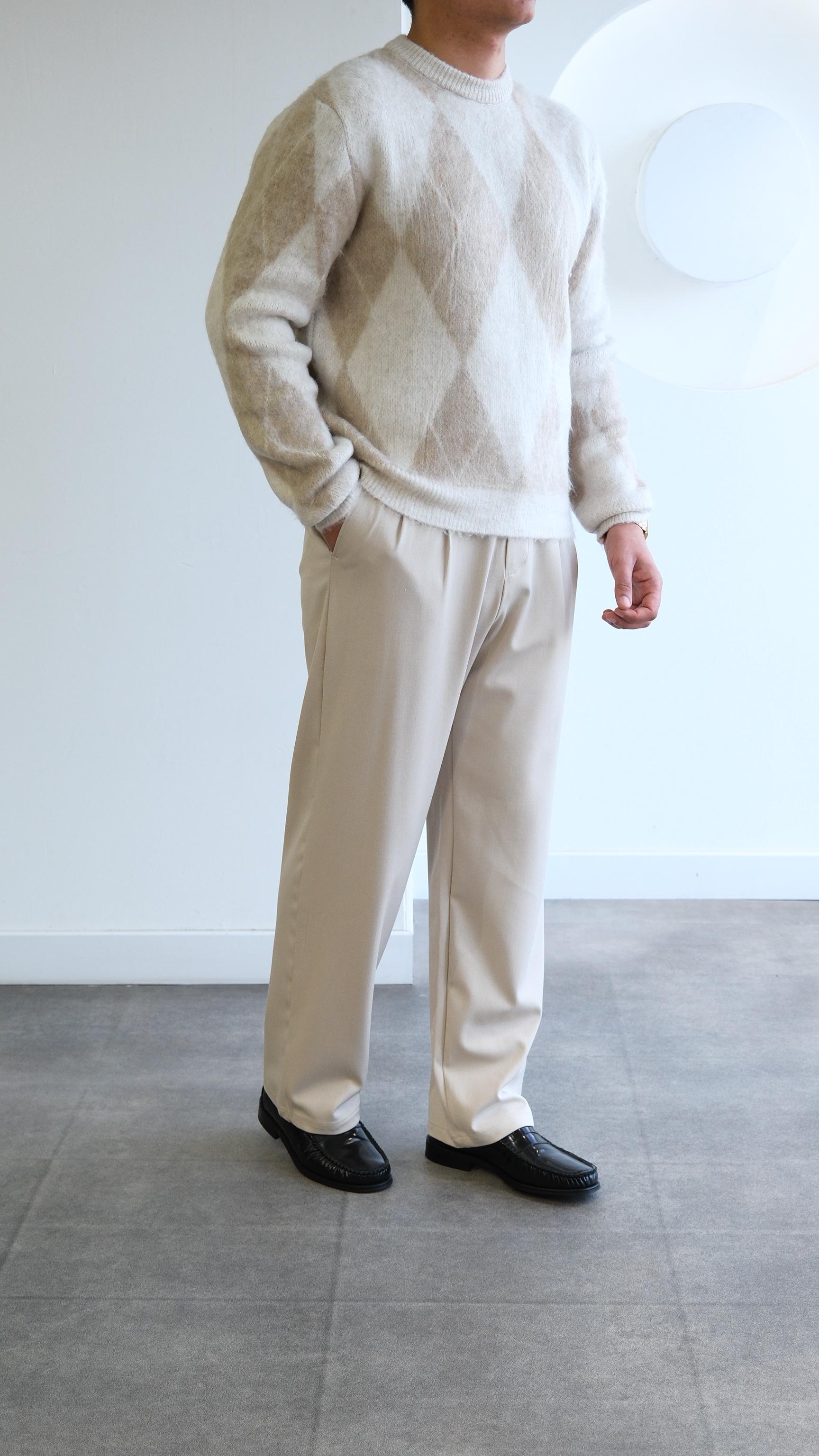 Bej Pileli Baggy Kumaş Pantolon