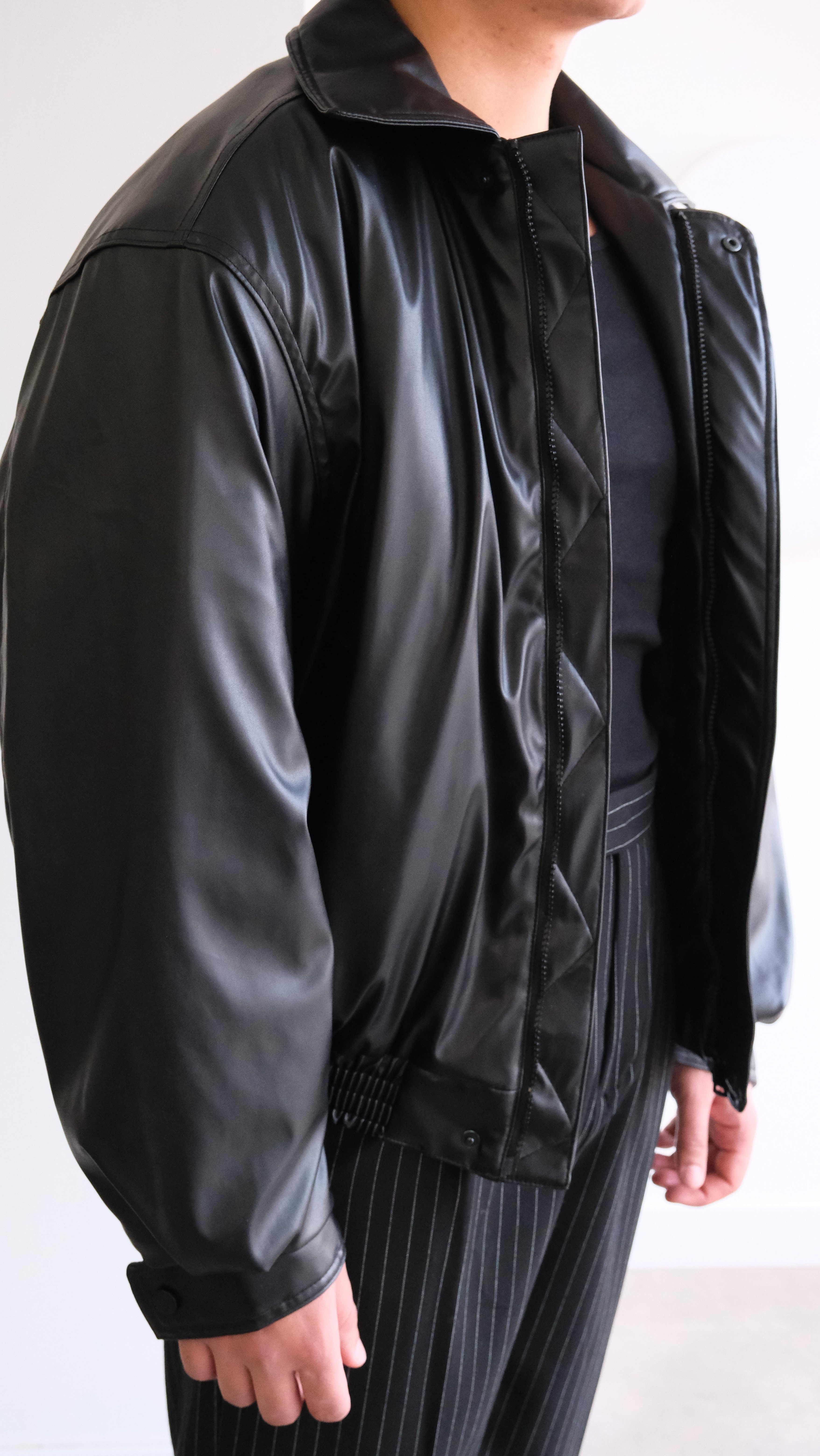 Siyah Bomber Deri Mont