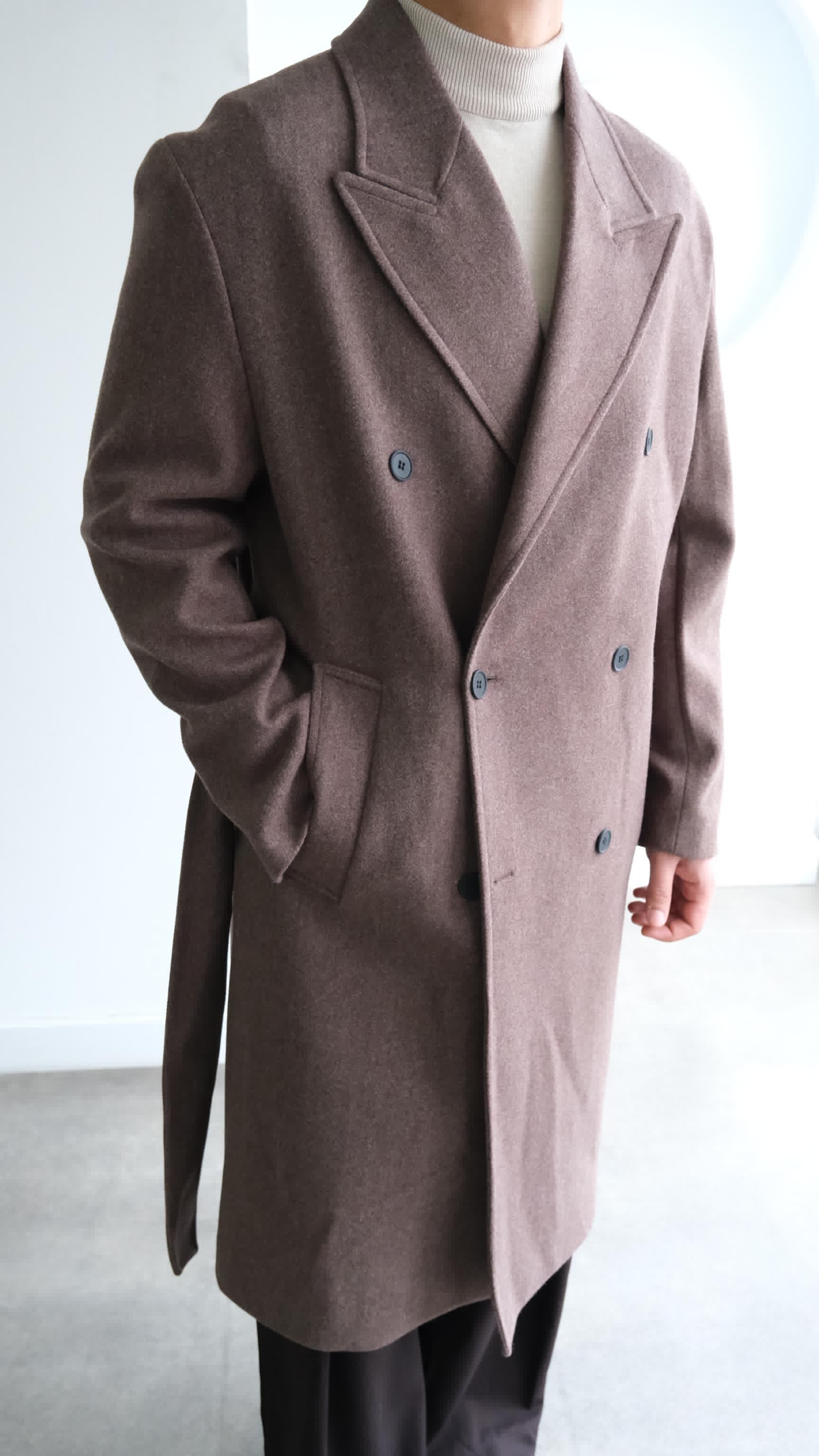 Kahve Kruvaze Kaşe Kaban