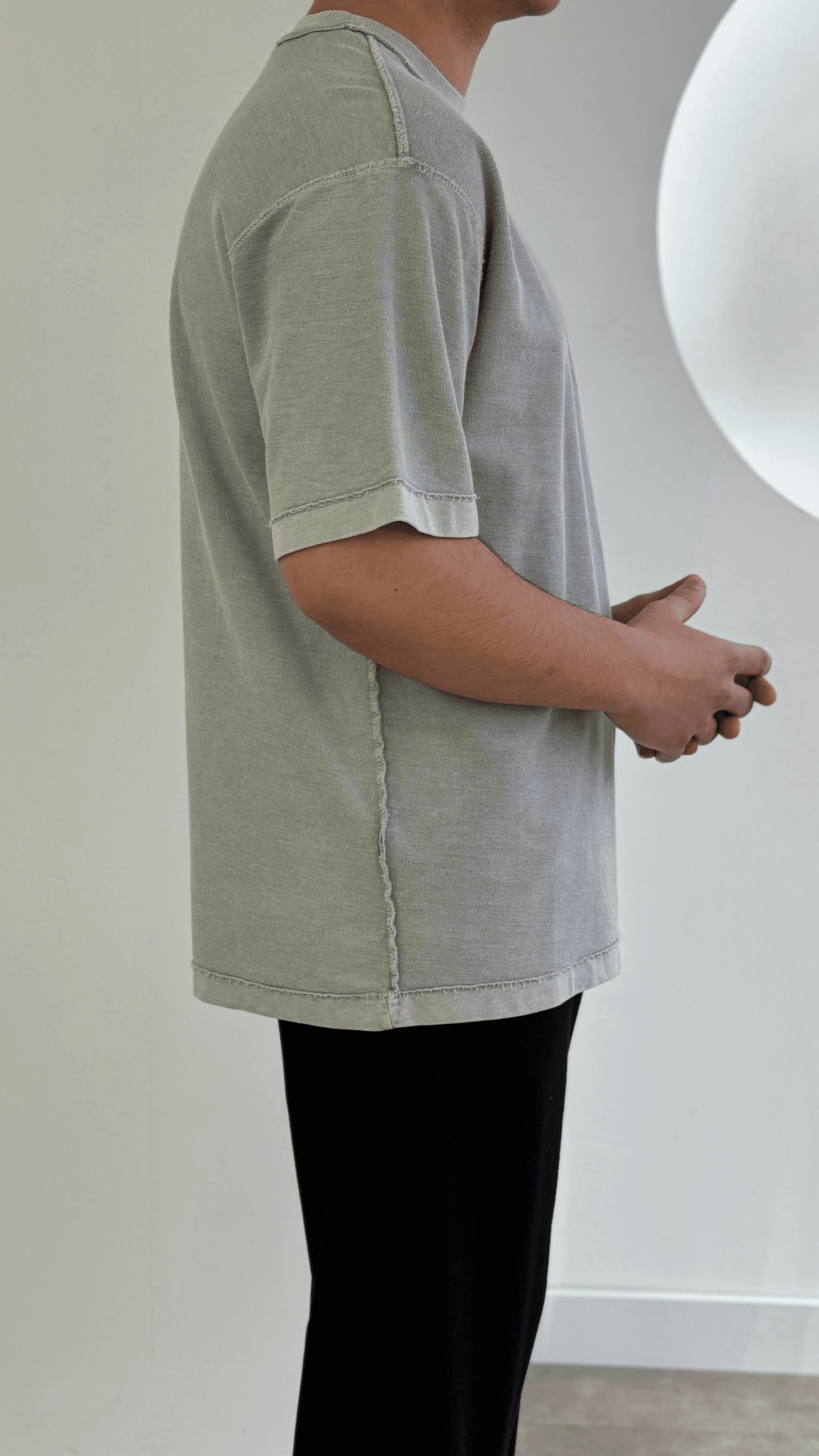 Gri Çift Yönlü Oversize Tshirt