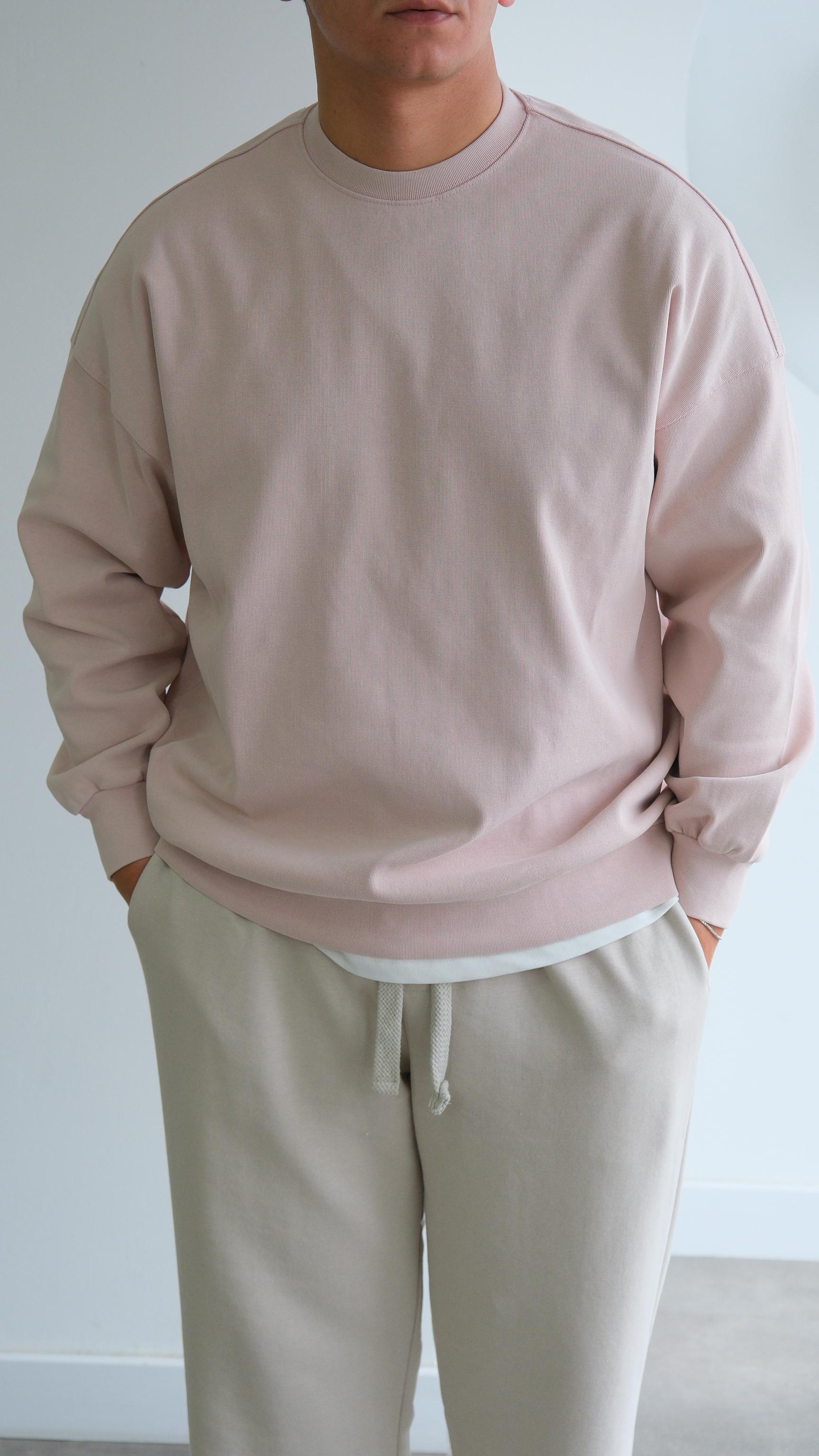 Bisiklet Yaka Toz Pembe Sweat