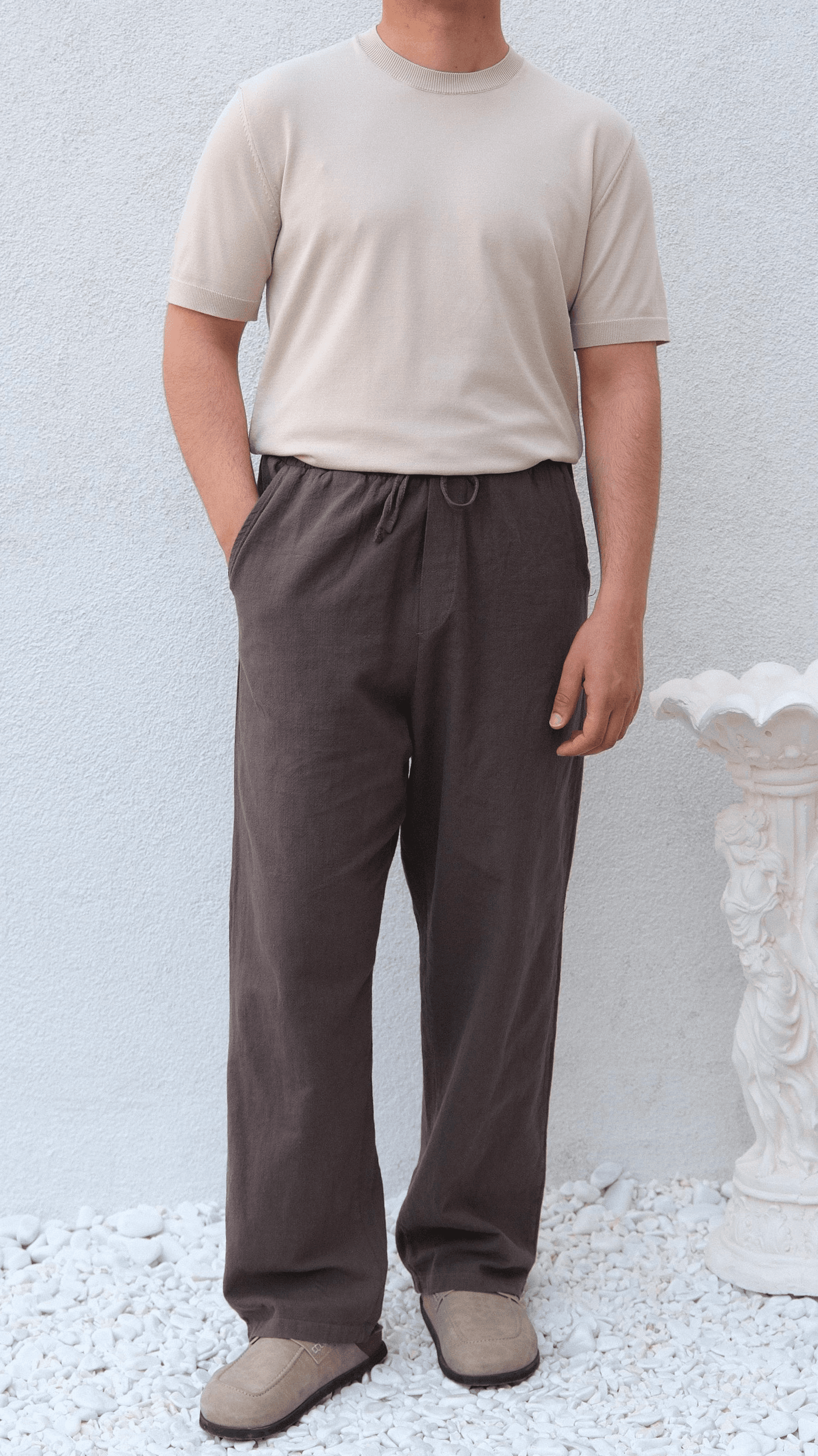 Bej Simit Yaka Triko Tshirt