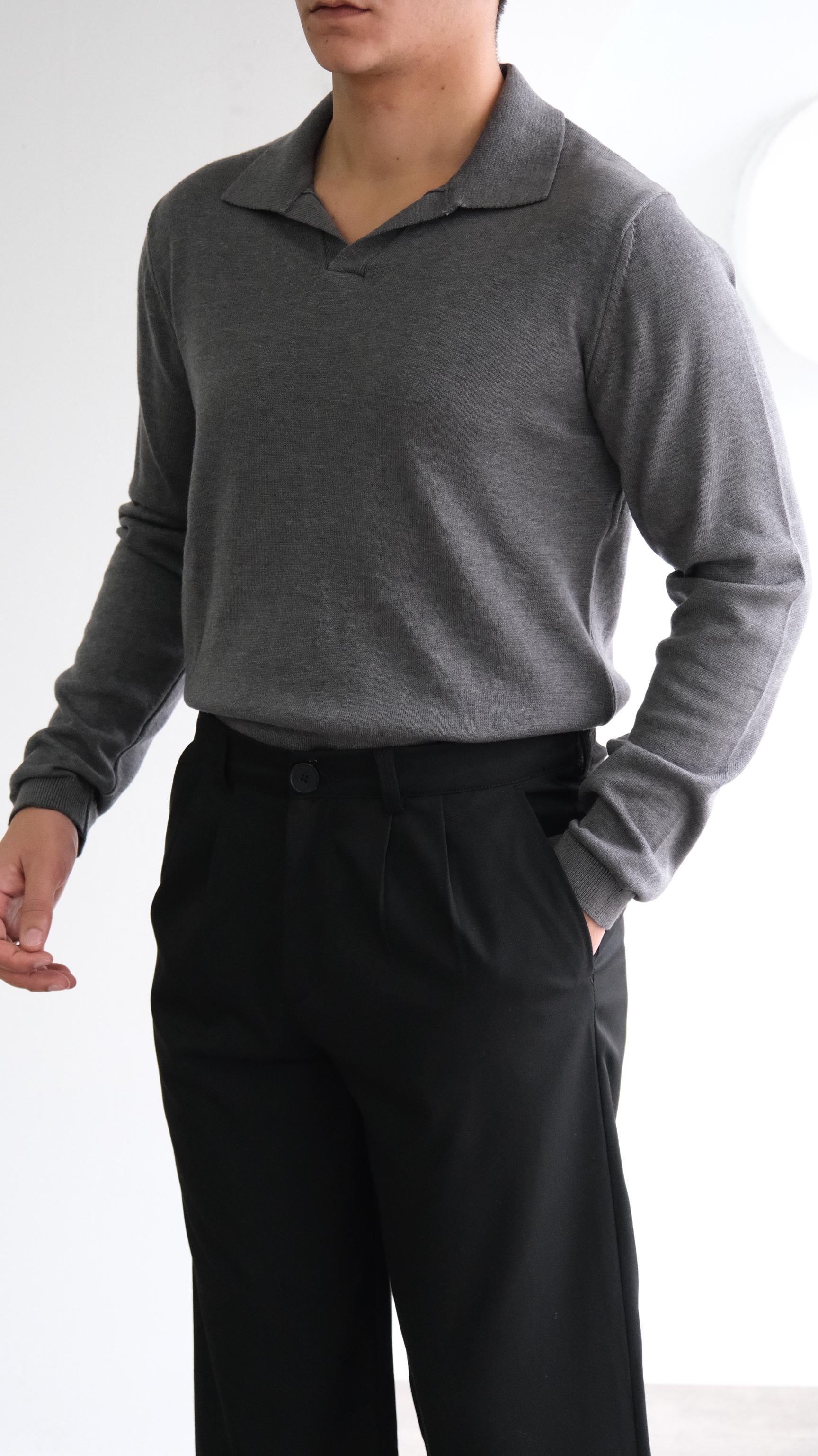 Antrasit Apaş Yaka Triko