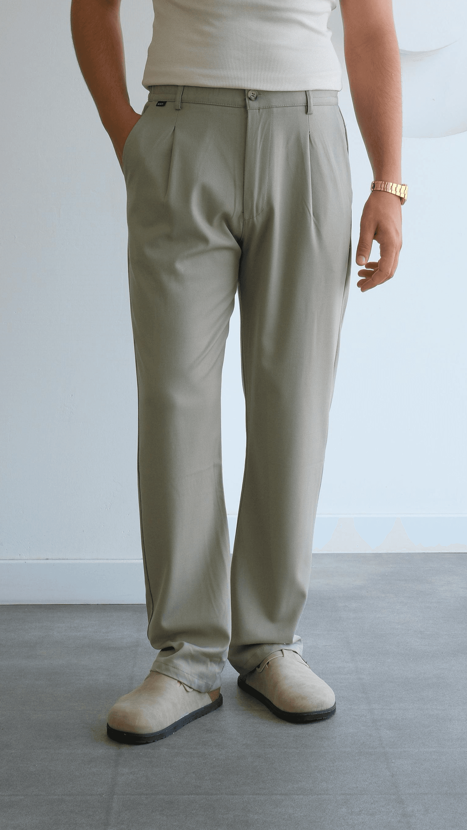 Çağla Yeşili Baggy Kumaş Pantolon