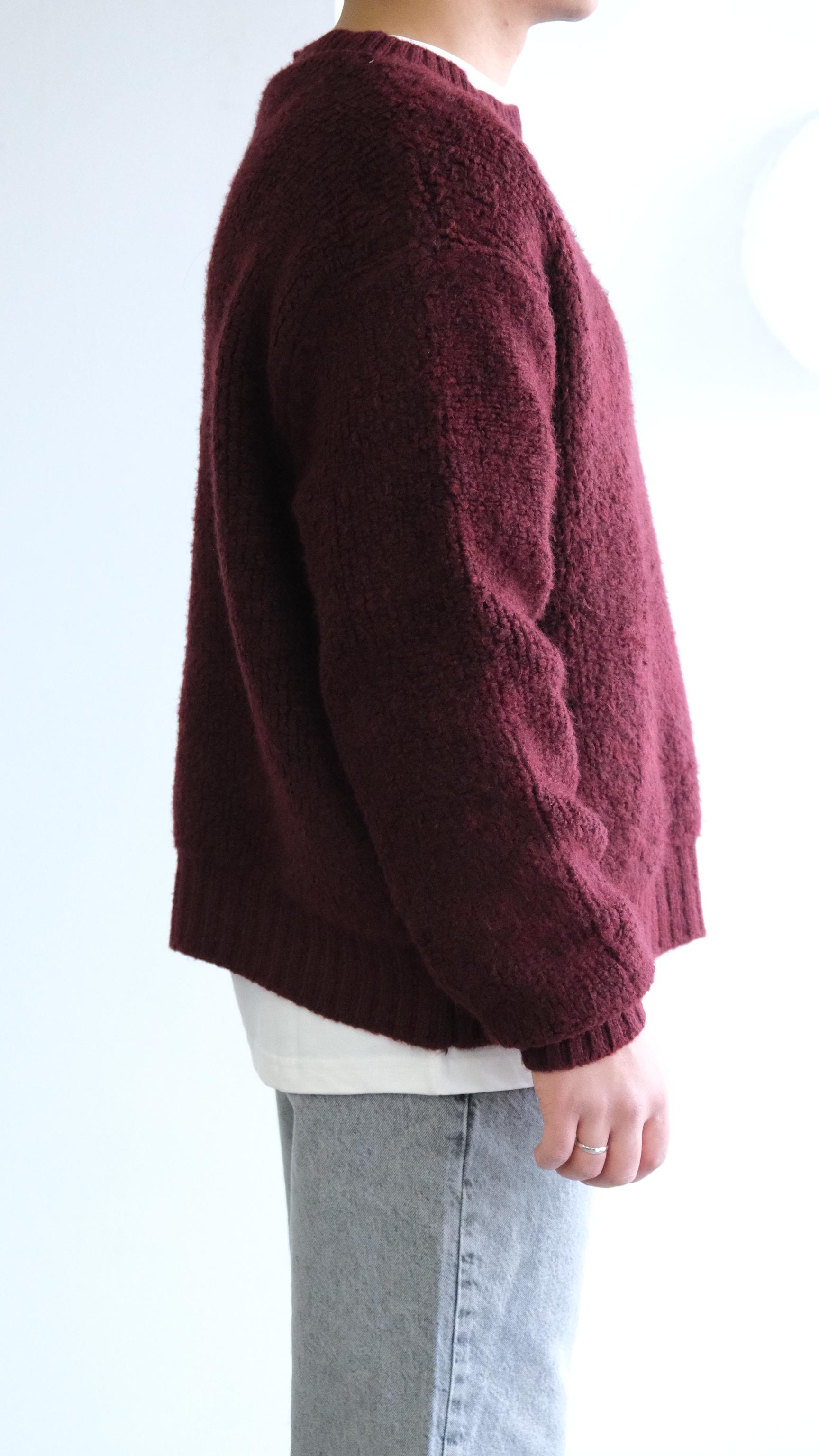 Bukle Örme Dokulu Bordo Kazak