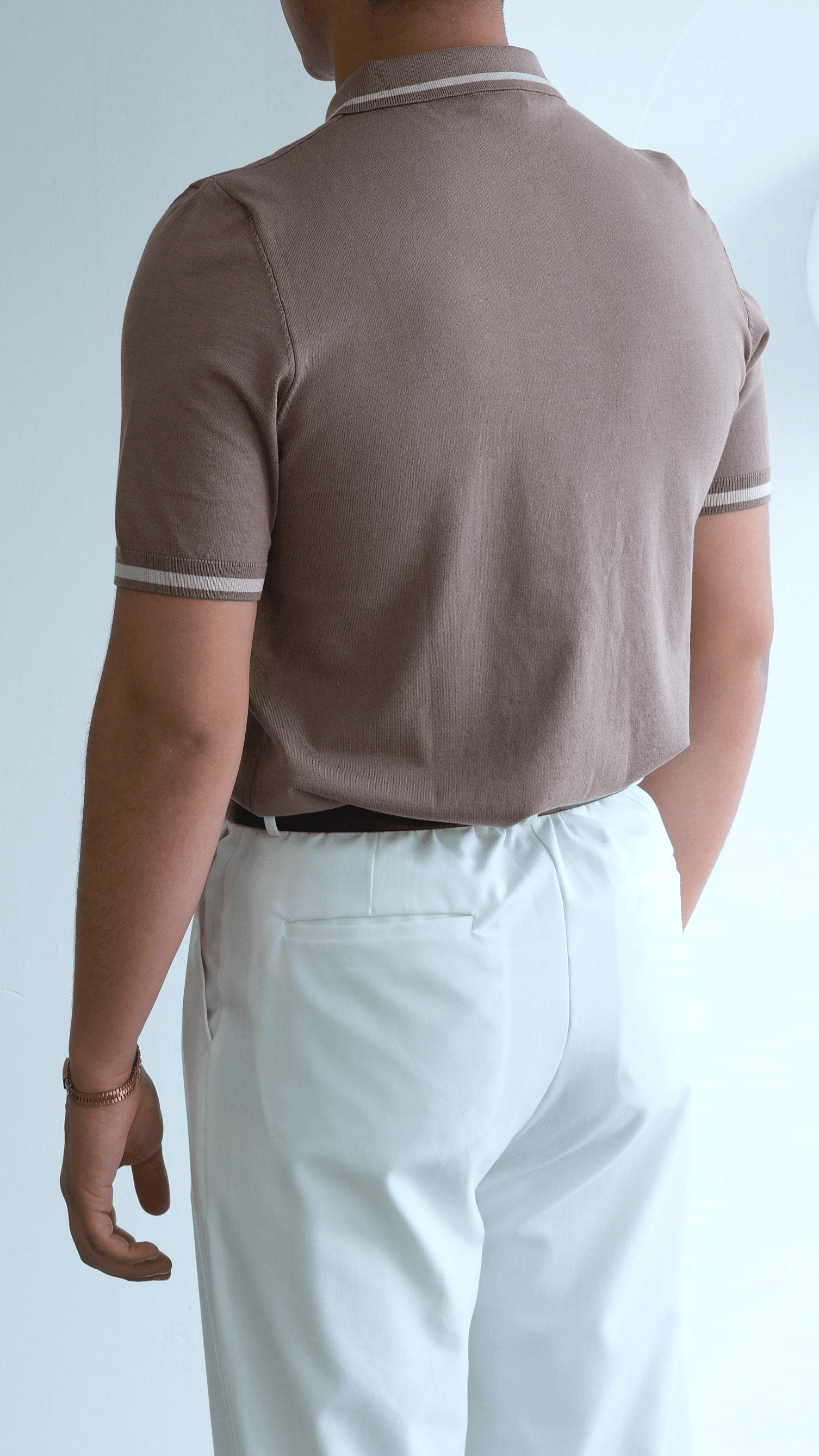 Vizon Şeritli Polo Yaka Triko Tshirt