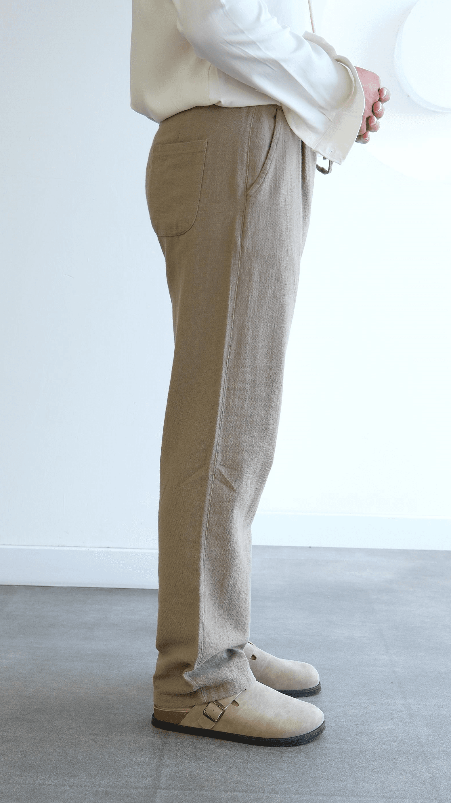 Kahve Örme Baggy Keten Pantolon