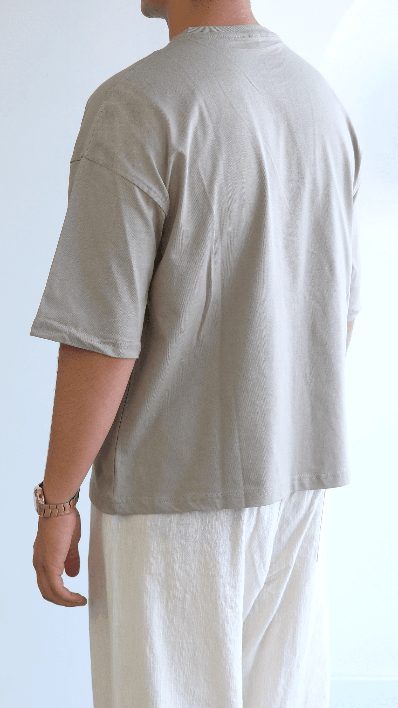 Bej Crop Fıt Basıc Tshirt