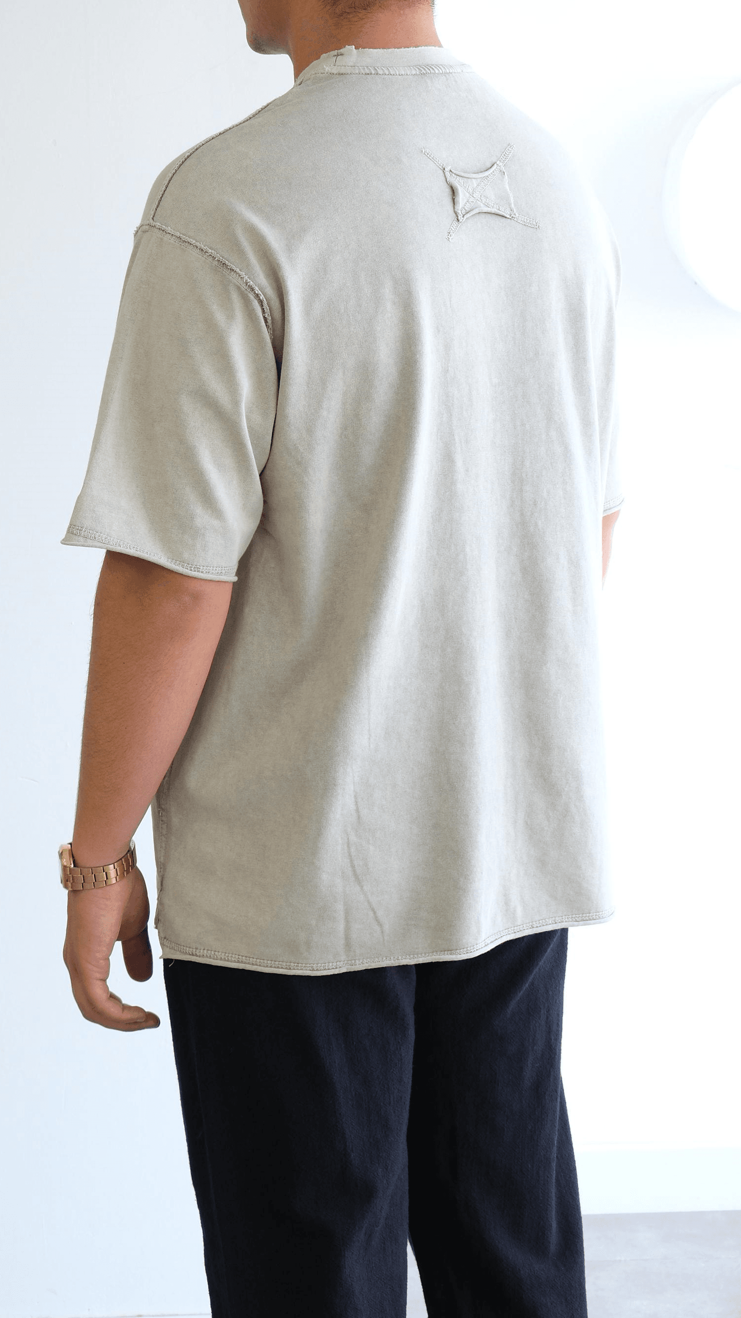 Bej Yıkamalı Oversize Tshirt