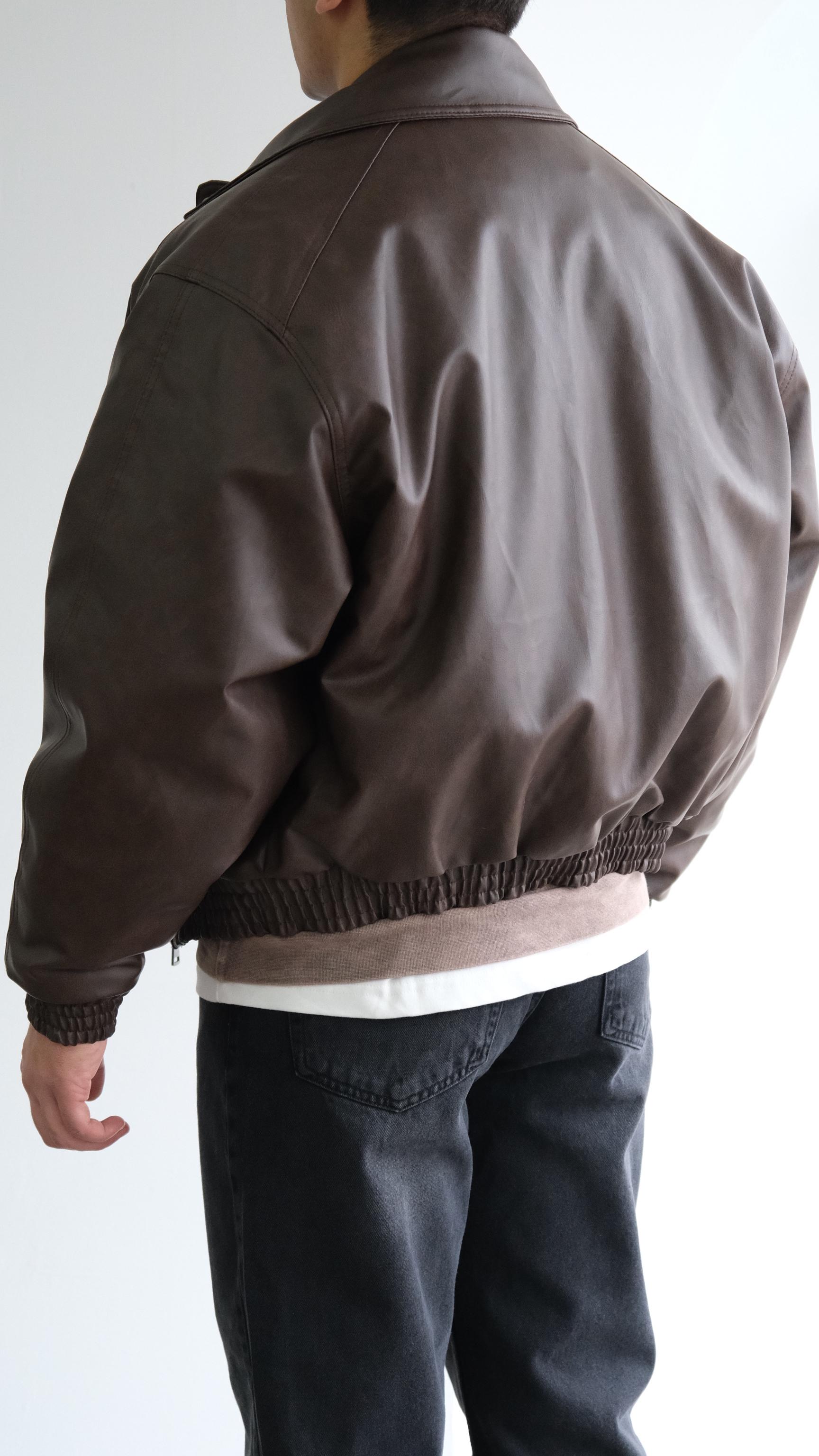 Kahve Bomber Deri Ceket