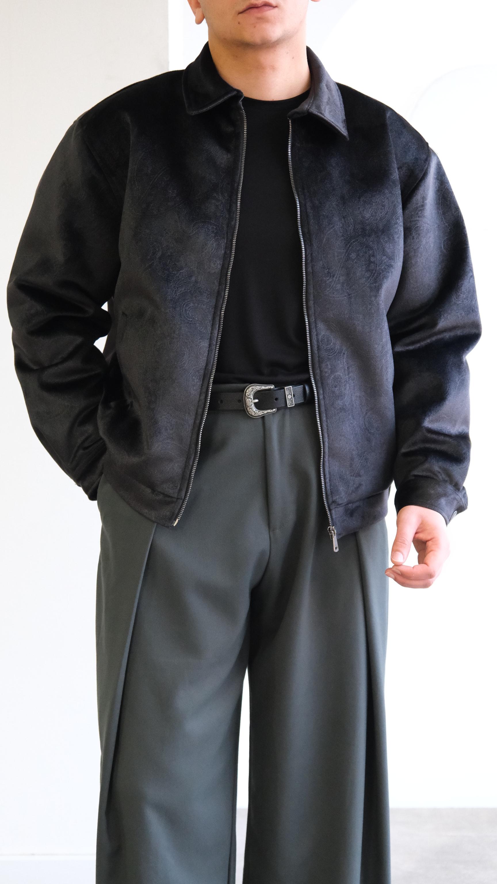 Velvet Kadife Şal Desenli Siyah Ceket