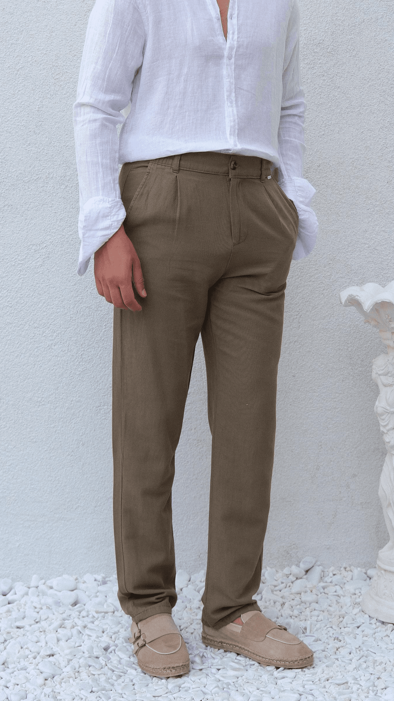 Haki Regular Keten Pantolon