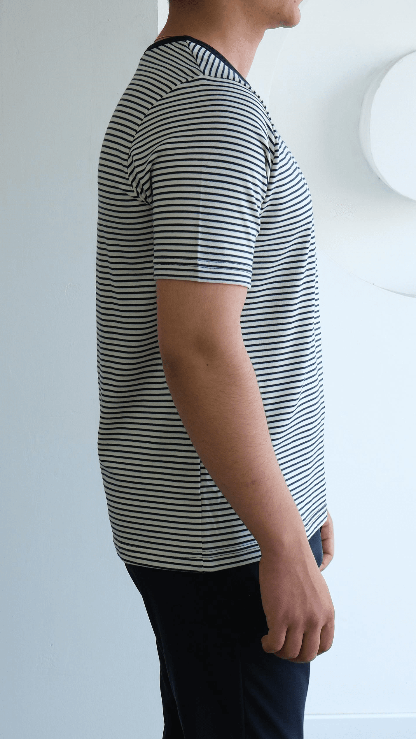 Lacivert Şeritli Basıc Tshirt