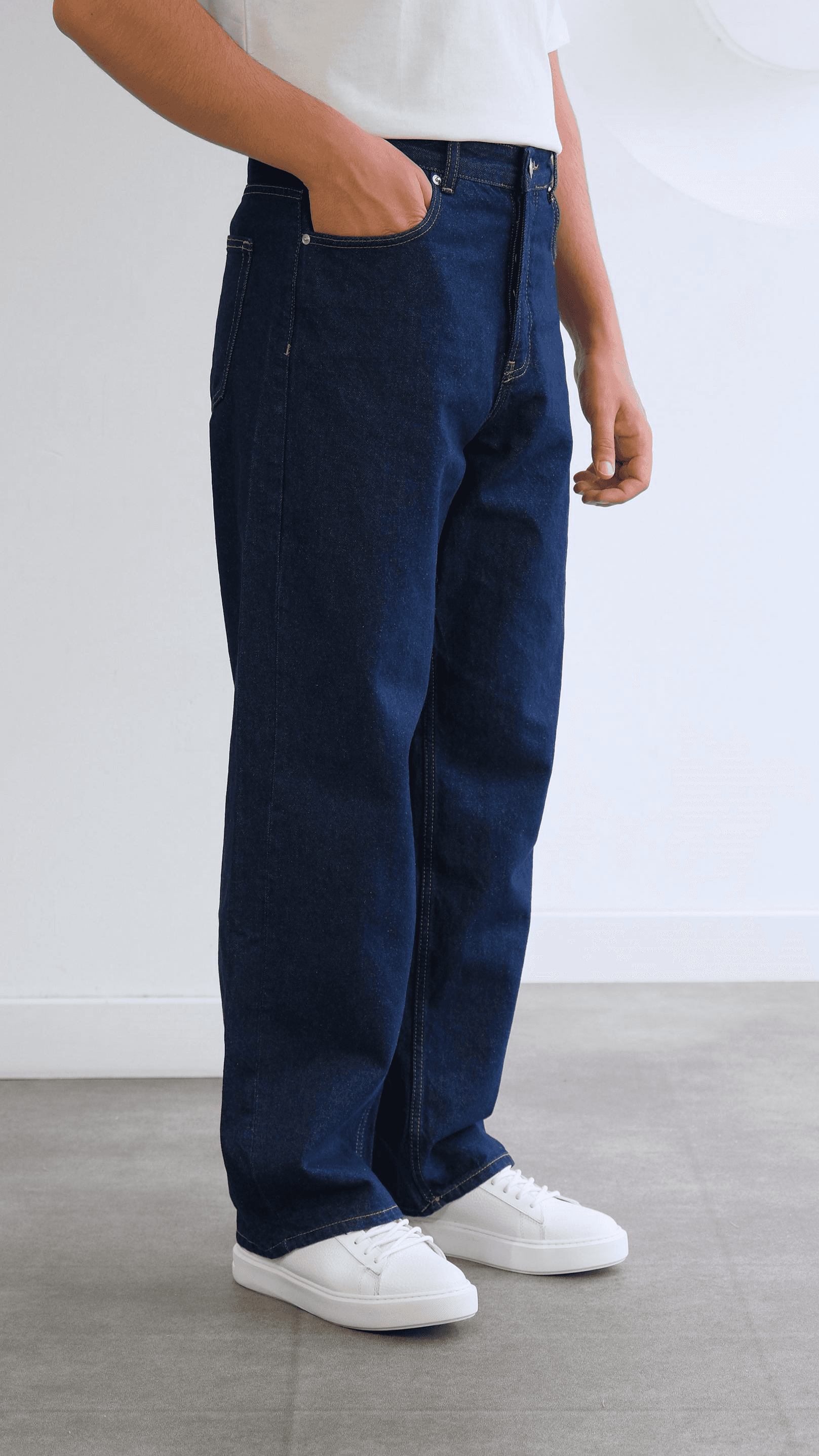 Lacivert Baggy Jean Pantolon