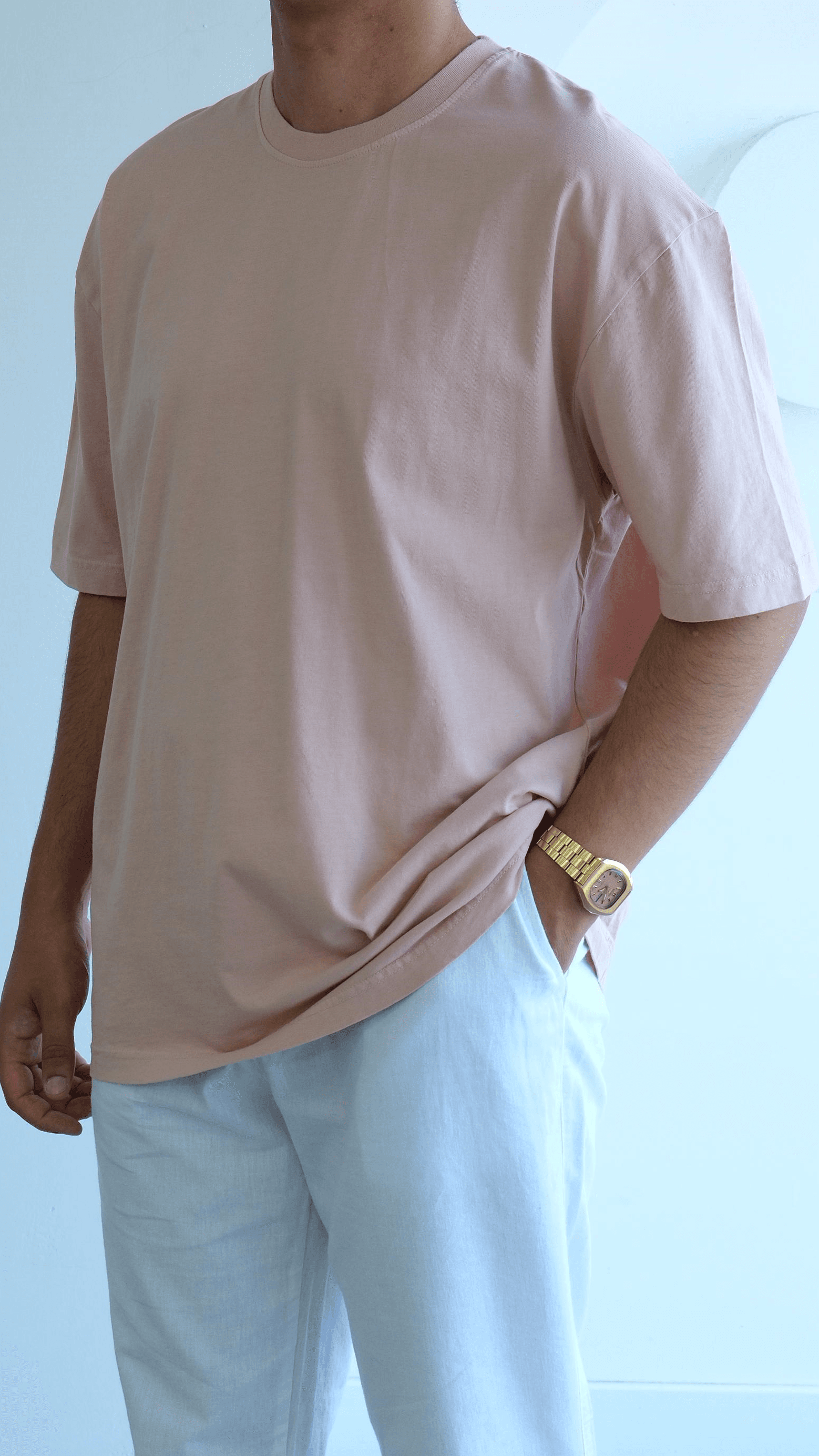 Toz Pembe Basıc Tshirt