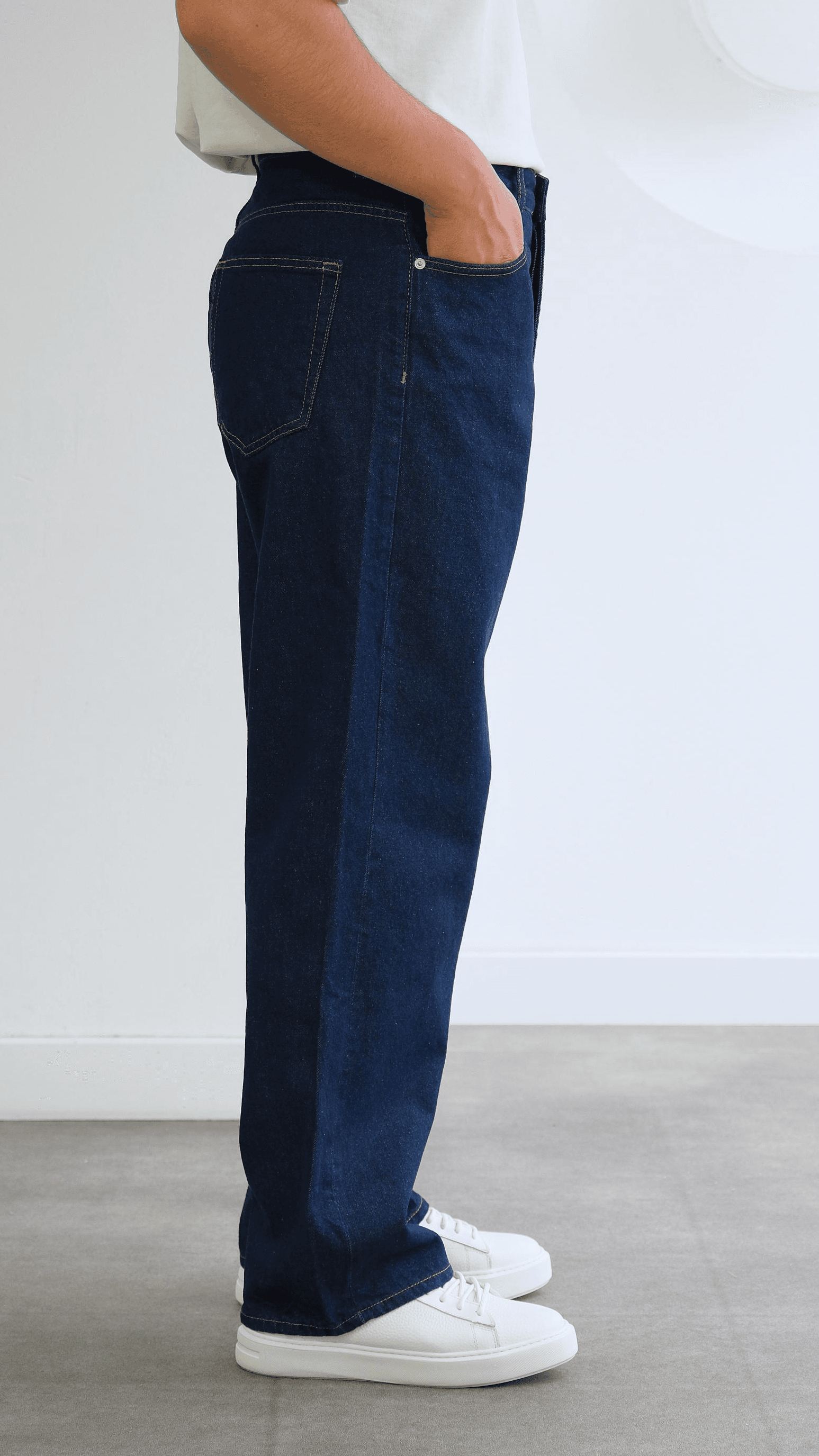 Lacivert Baggy Jean Pantolon