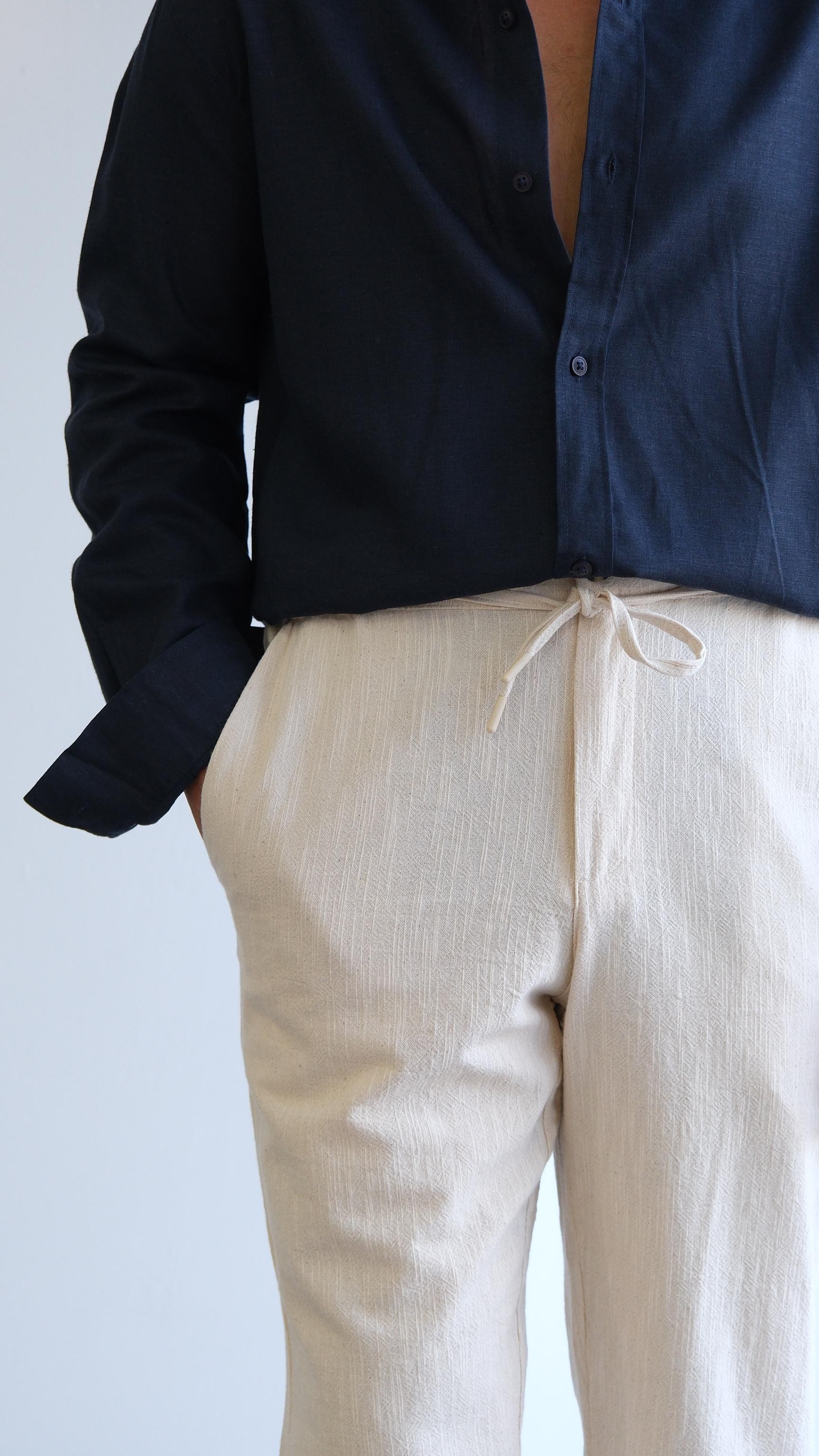 Bej Regular Keten Pantolon