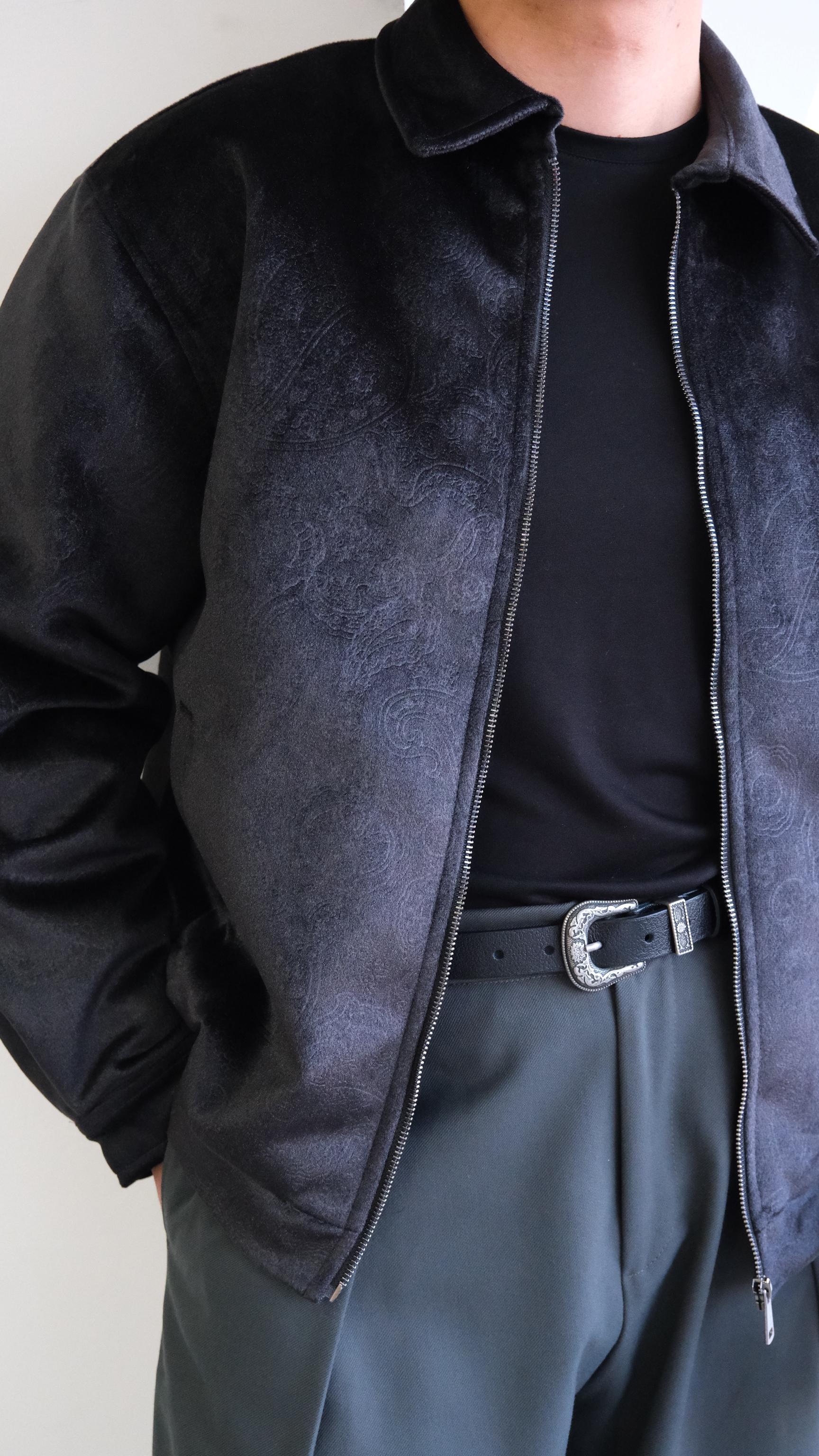 Velvet Kadife Şal Desenli Siyah Ceket