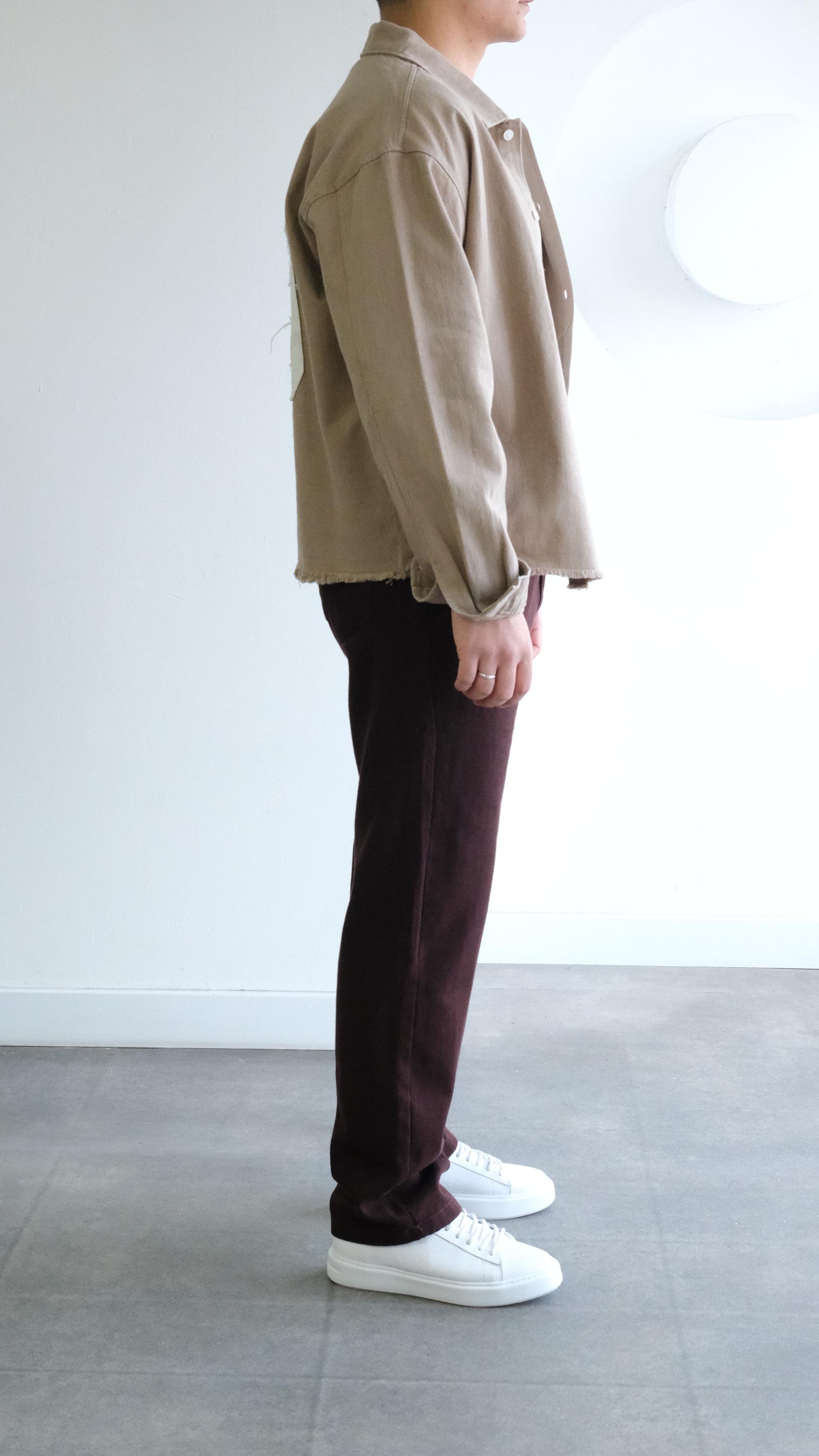 Sırt Baskılı Bej Gabardin Gömlek