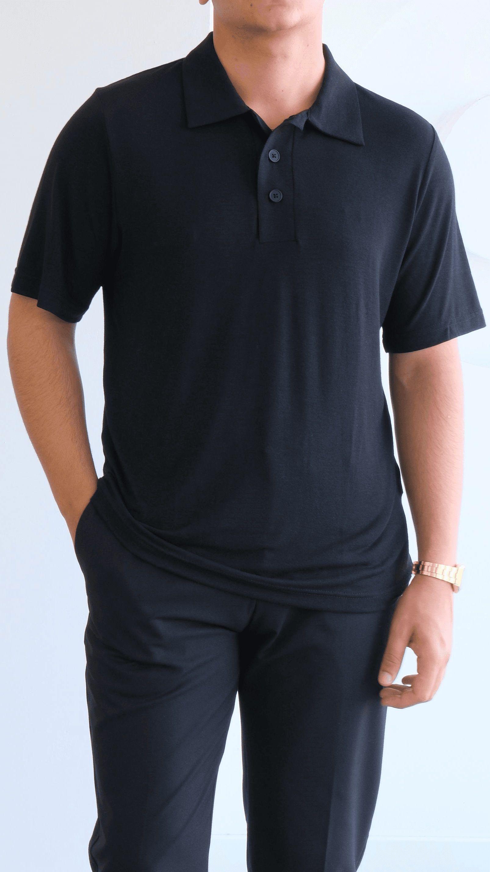 Siyah Penye Polo Yaka Tshirt