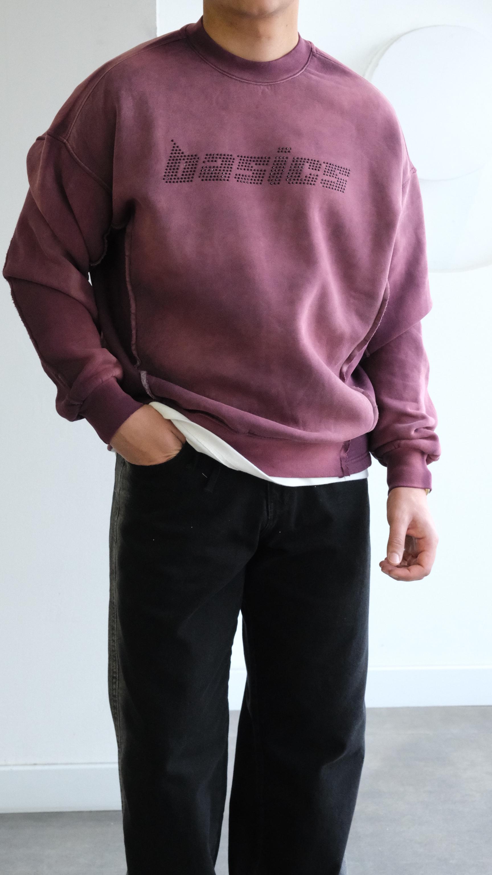 Yıkamalı Mürdüm Oversize Sweatshirt