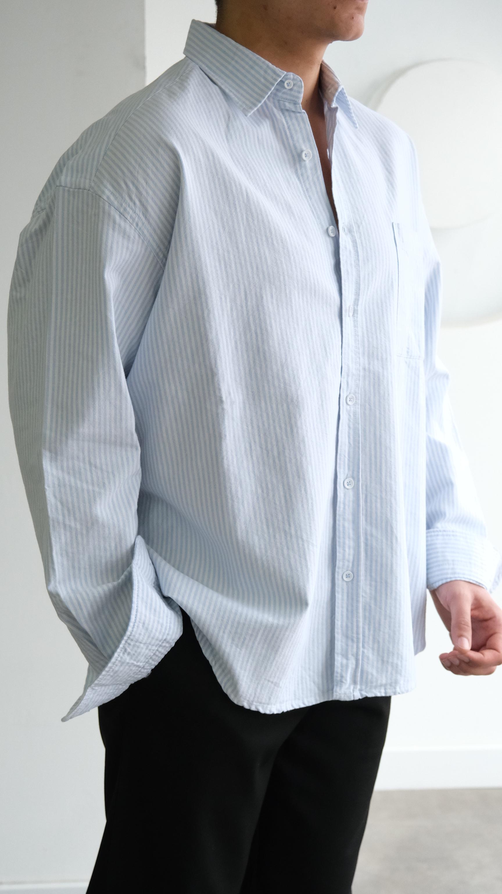 Mavi Çizgili Oxford Gömlek