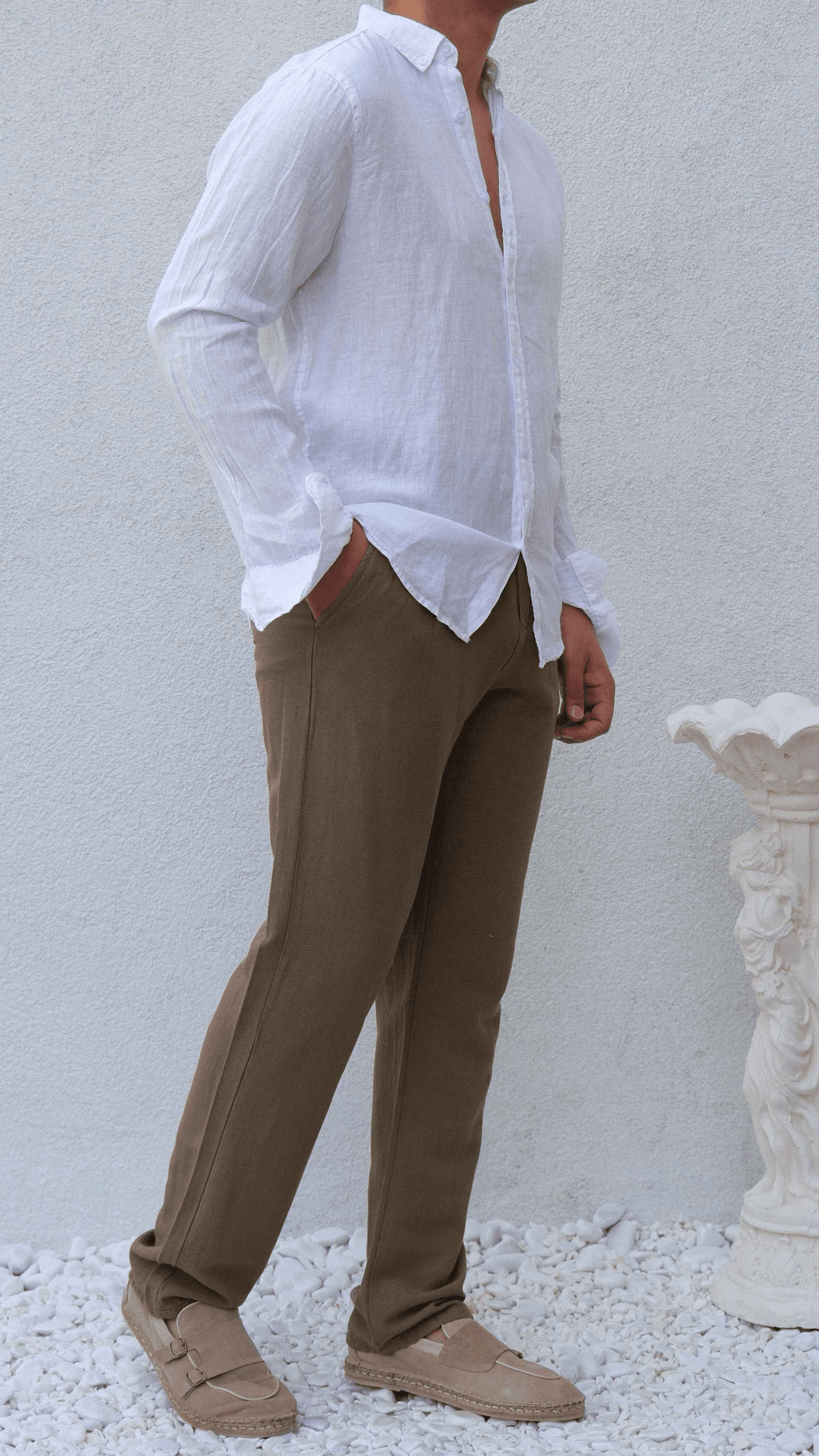 Haki Regular Keten Pantolon